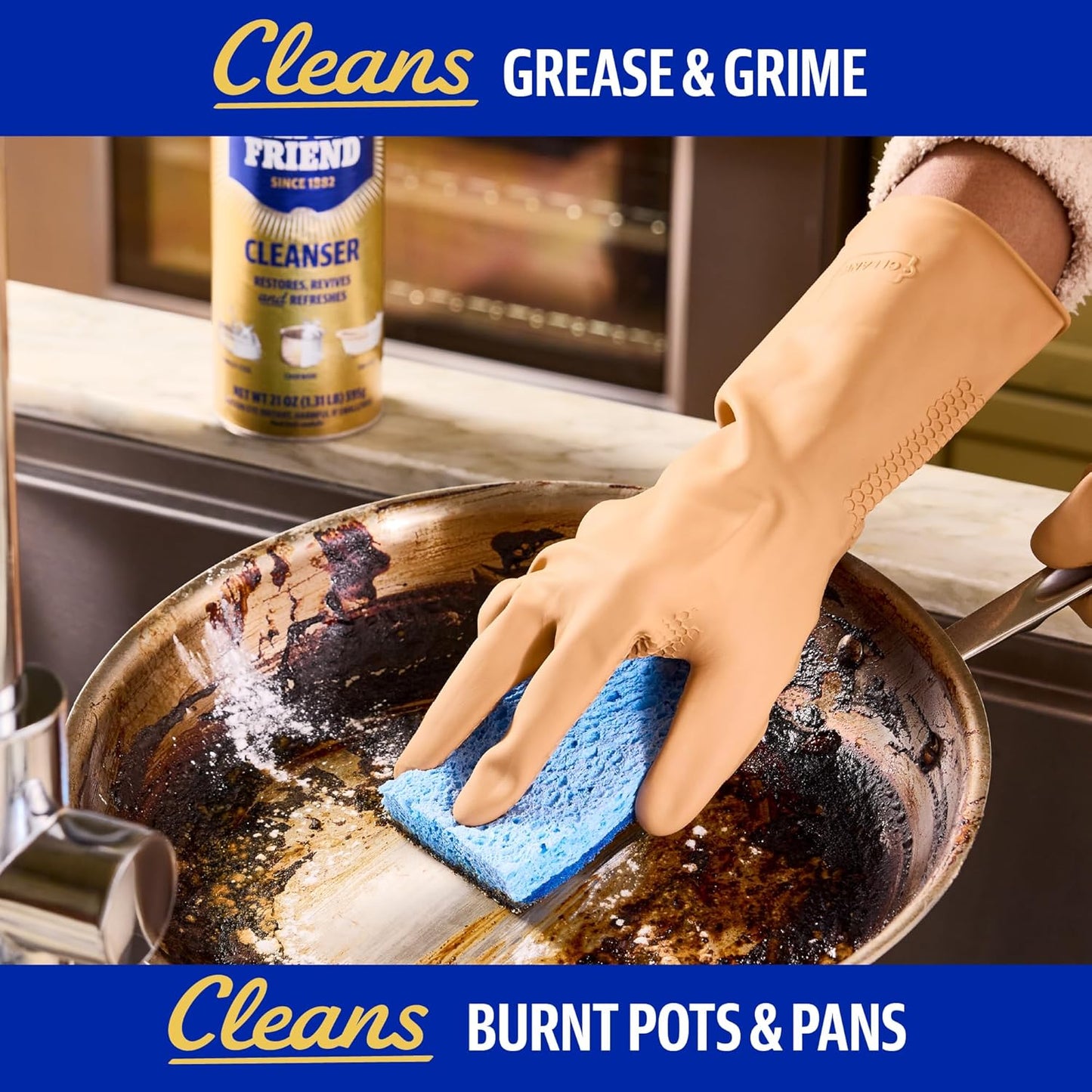 Bar Keepers Friend Powder Cleanser - 12 oz | Multipurpose Degreaser for Stainless Steel Pots, Rust & Soap Scum Removal