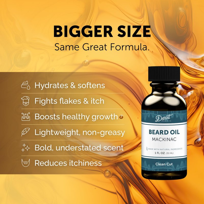 Detroit Grooming Co. Beard Oil (2oz) - Mint & Smooth Vanilla - Premium Nourishing Formula with Sweet Almond Oil & Vitamin E - Men's Beard Softener & Moisturizer - Double Size