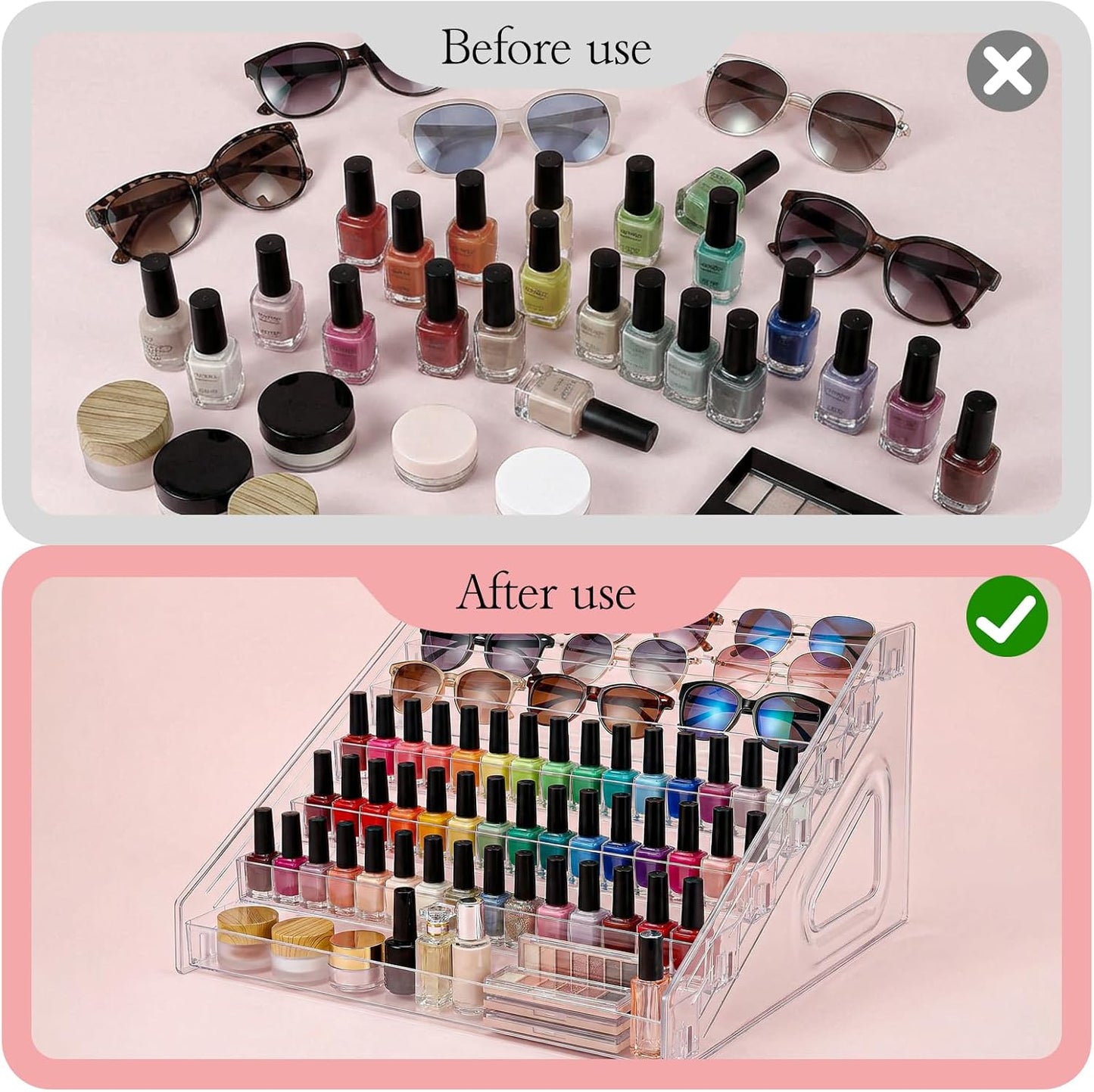 Nail Polish Organizer - 7 Layers Clear Plastic Storage Stand | Essential Oil, Cosmetic, Jewelry Holder