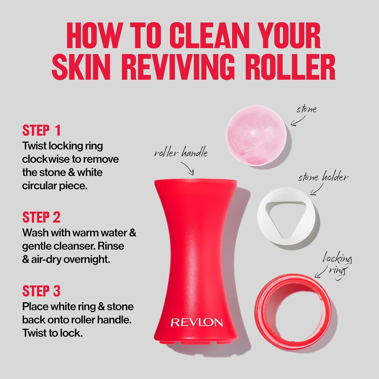 Revlon Skin Reviving Roller - Rose Quartz Facial Massager for Brightening & Revitalizing | Compact & Reusable