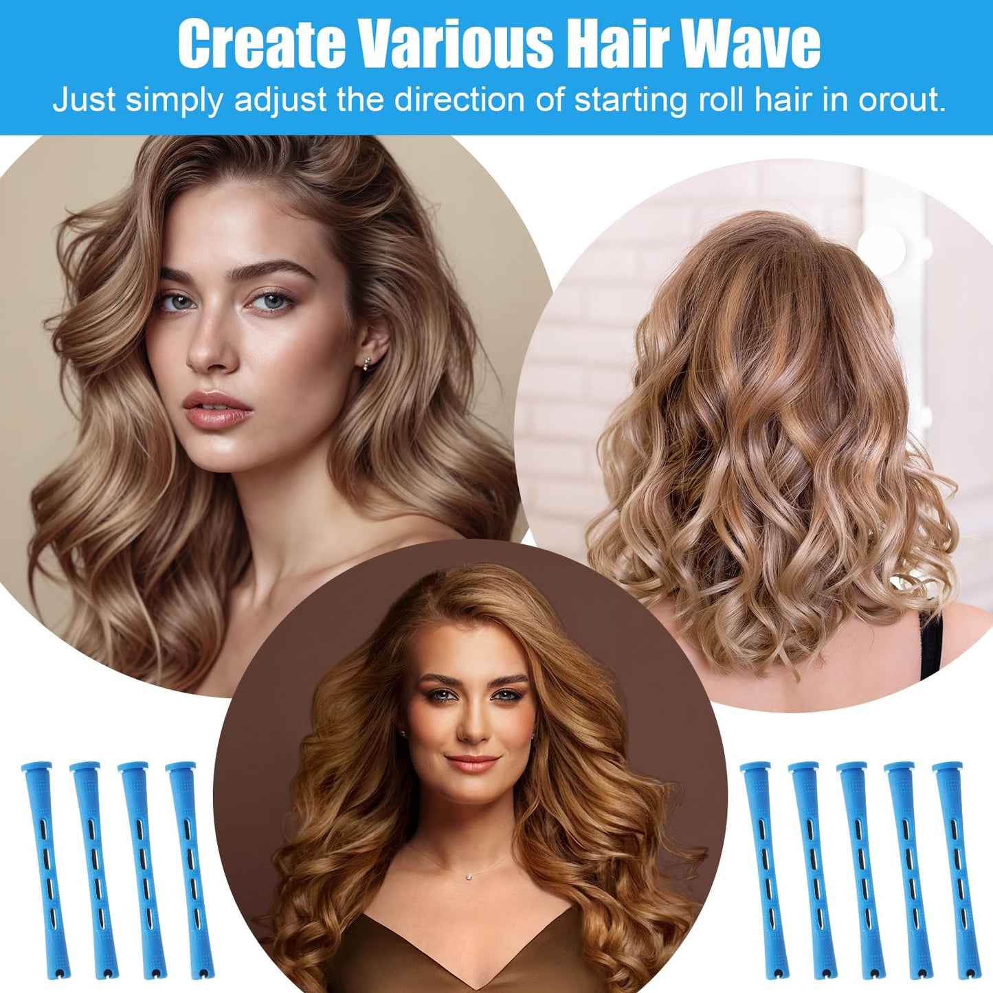 40 Pcs Perm Rods for Short Hair Small Plastic Cold Wave Rods Perming Rod Rollers Curling Rod Women Diy Hairdressing Tools Curlers for Long Short Natural Hair Hairdressing Tools(Blue)