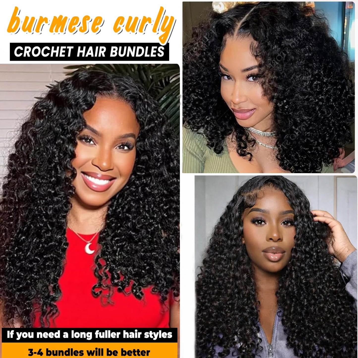 22 Inch Feather Crochet Human Hair Pre Separated Burmese Curly Crochet Bundles Human Hair Extensions Invisible Knotless Pre Looped Human Crochet Hair for Black Women 60G