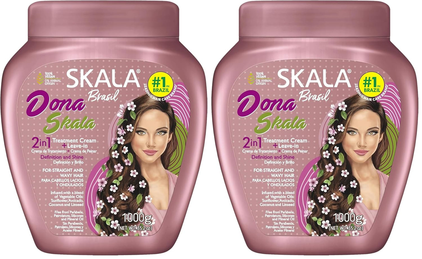 SKALA Dona 2 in 1 Treatment Cream | Vegan Leave-In Conditioner for Straight or Wavy Hair - Deep Hydration & Softening, 1000g
