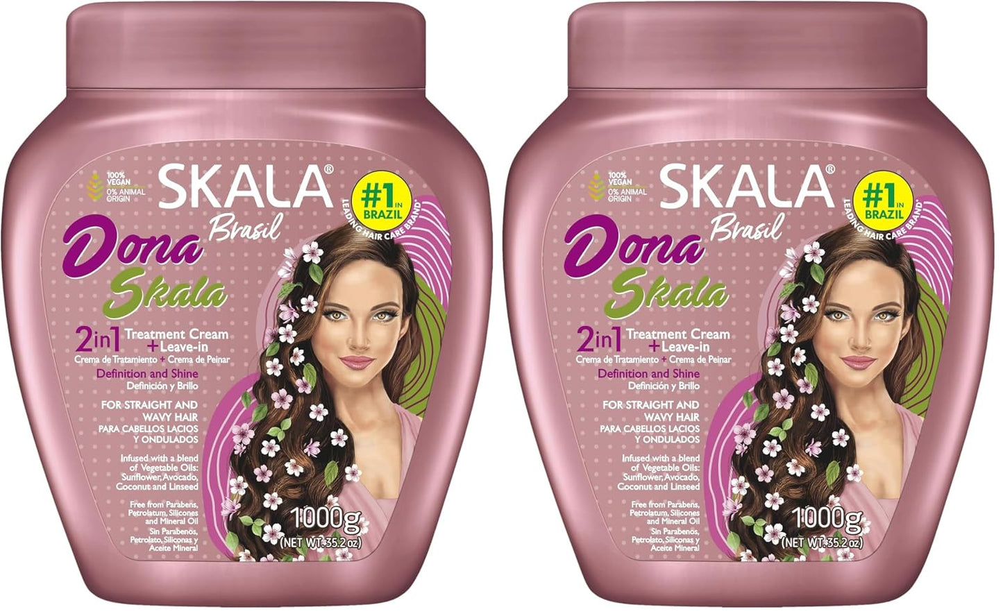Dona 2 in 1 Treatment Cream & Leave-In Conditioner - Vegan Hair Mask for Straight/Wavy Hair | Deep Hydration, 1000g