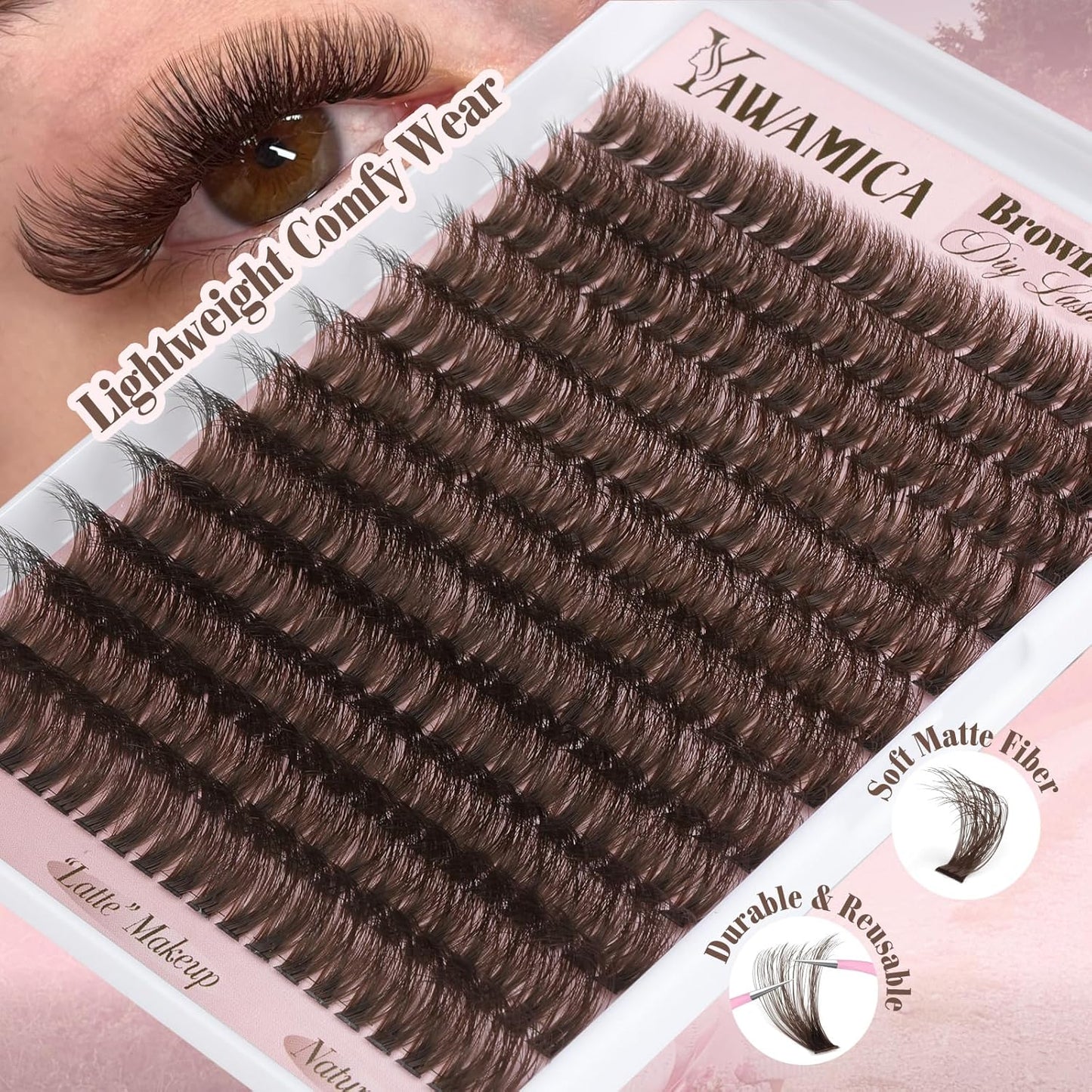 Dark Brown Lash Clusters - 80D Fluffy Wispy Volume Eyelash Extensions | D Curl 10-18mm, 240PCS for Natural Glam Look