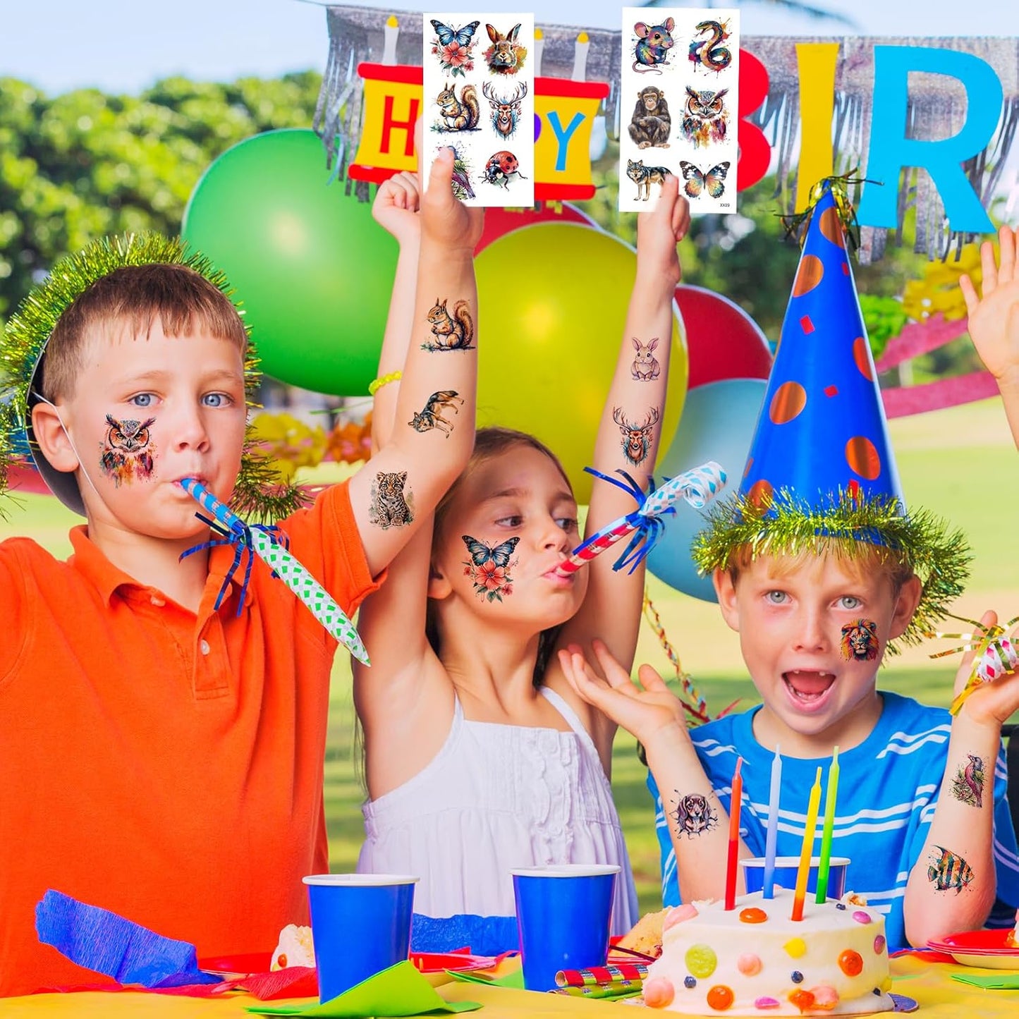 160 PCS Watercolor Animal Temporary Tattoos for Kids - Cute Stickers for Birthday Parties & Gifts | 30 Sheets