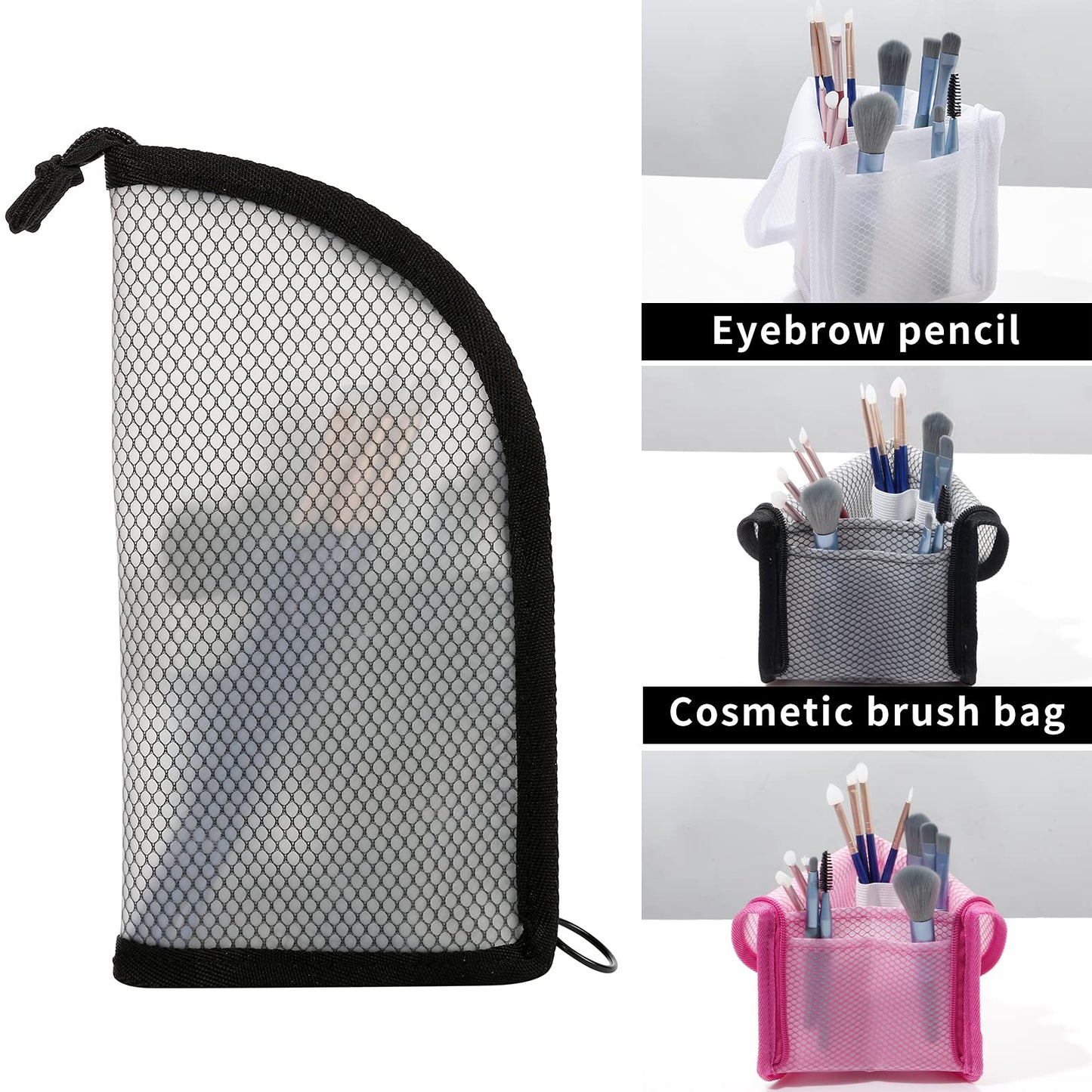 patu Standing Travel Toiletry Bag - Transparent Waterproof PVC Mesh Pouch with Triangle Design for Bathroom Essentials & Personal Care, Black