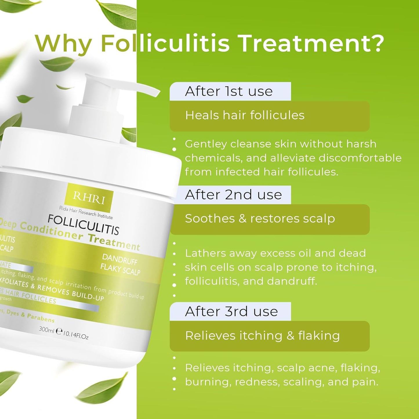 Deep Conditioner for Folliculitis - Effective Scalp Treatment for Seborrheic Dermatitis & Dandruff | Nourishes Oily Hair & Promotes Hydration