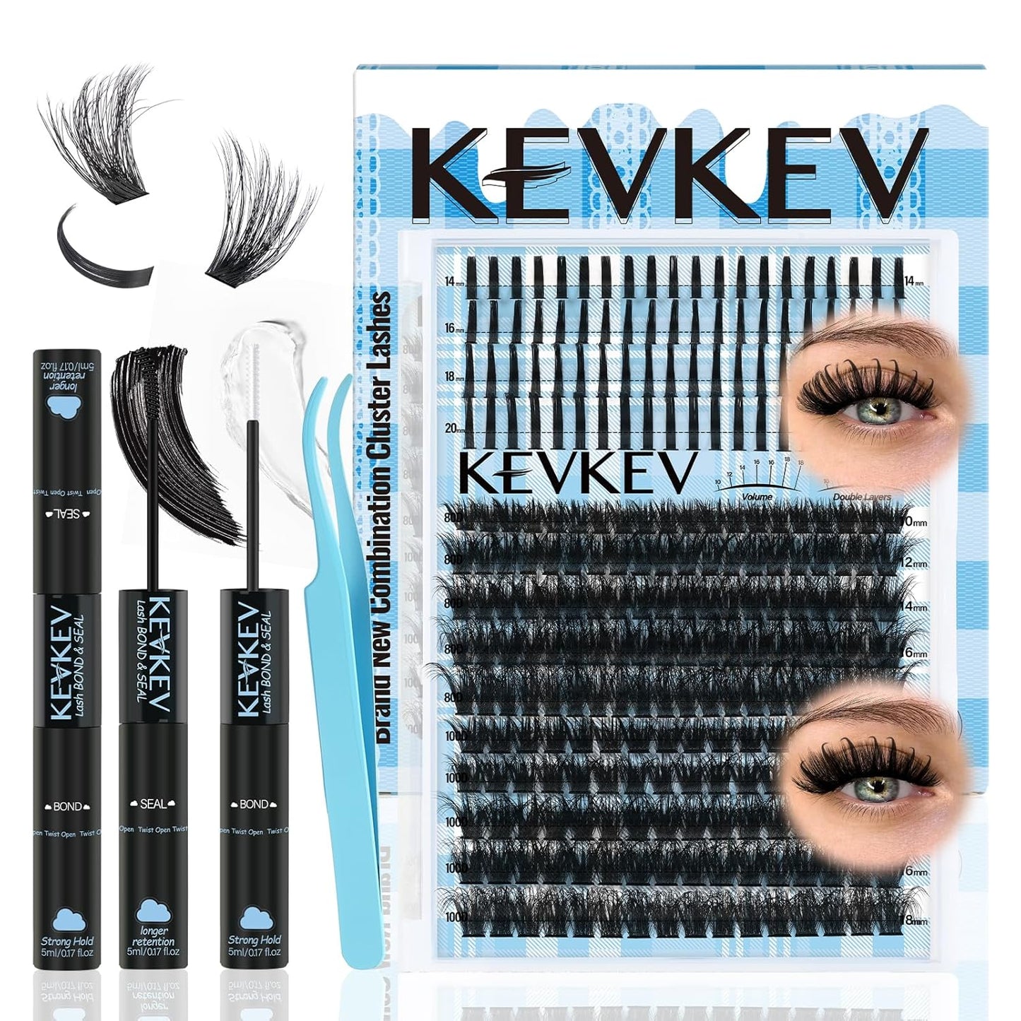 Lash Extension Kit - 280 Pcs Individual Lashes with Bond & Seal | 40D/50D, 9-16mm Clusters