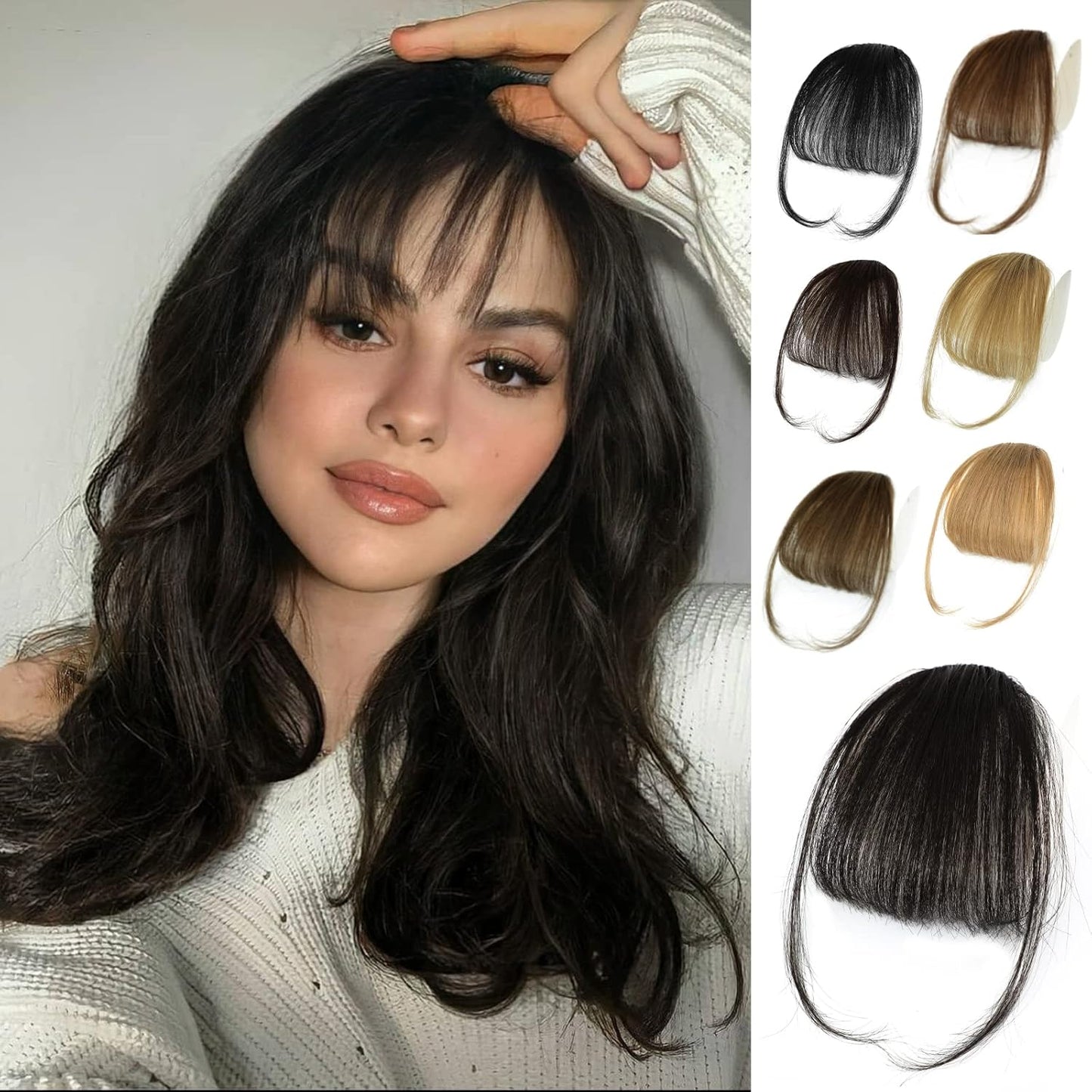 Bangs Hair Clip - 100% Real Human Hair Extensions | Natural Black Wispy Fringe for Women