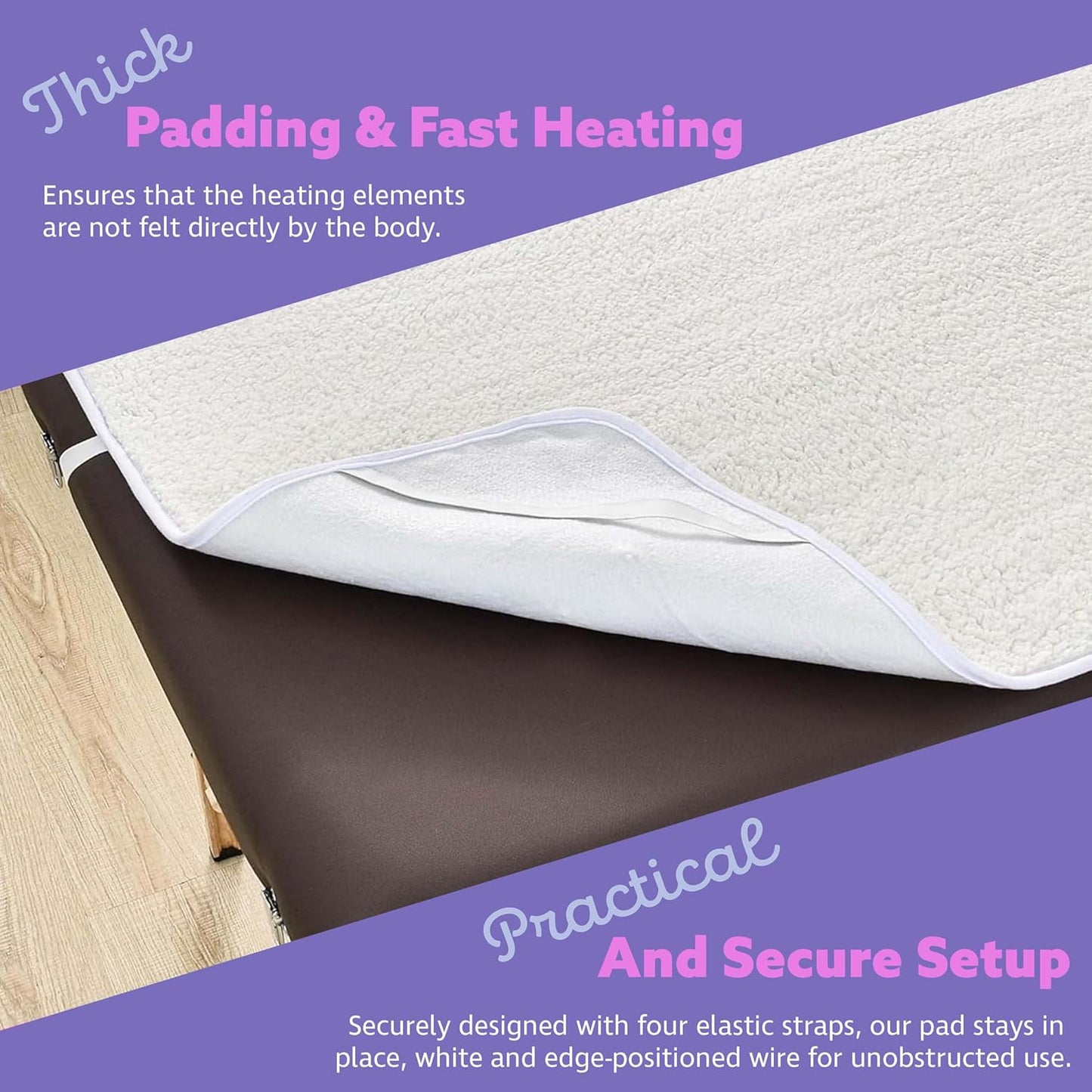Massage Table Warmer | 71"x31" Heated Heating Pad with Adjustable Temperature & Auto Shut-Off, Soft Sherpa Fabric