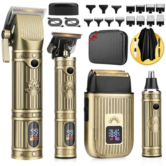 Bomxin Hair Clippers for Men Professional, T-Blade Barber Clippers and Trimmer Set, 4 in 1 Mens Cordless Hair Clipper for Barber Kit, Electric Beard Trimmer with Package Case,Gifts