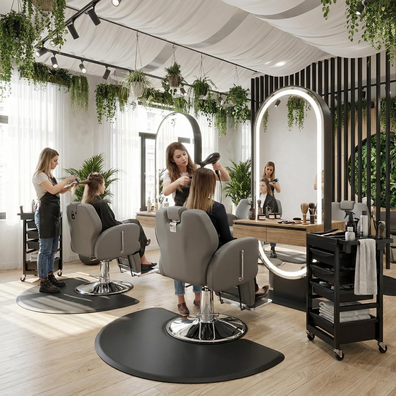 Baasha Heavy Duty Reclining Barber Chair - Grey Hydraulic Salon Chair for Facials, Lash Extensions, Tattoo & Braiding - 165° Recline with Leg Rest, Stainless Steel Base