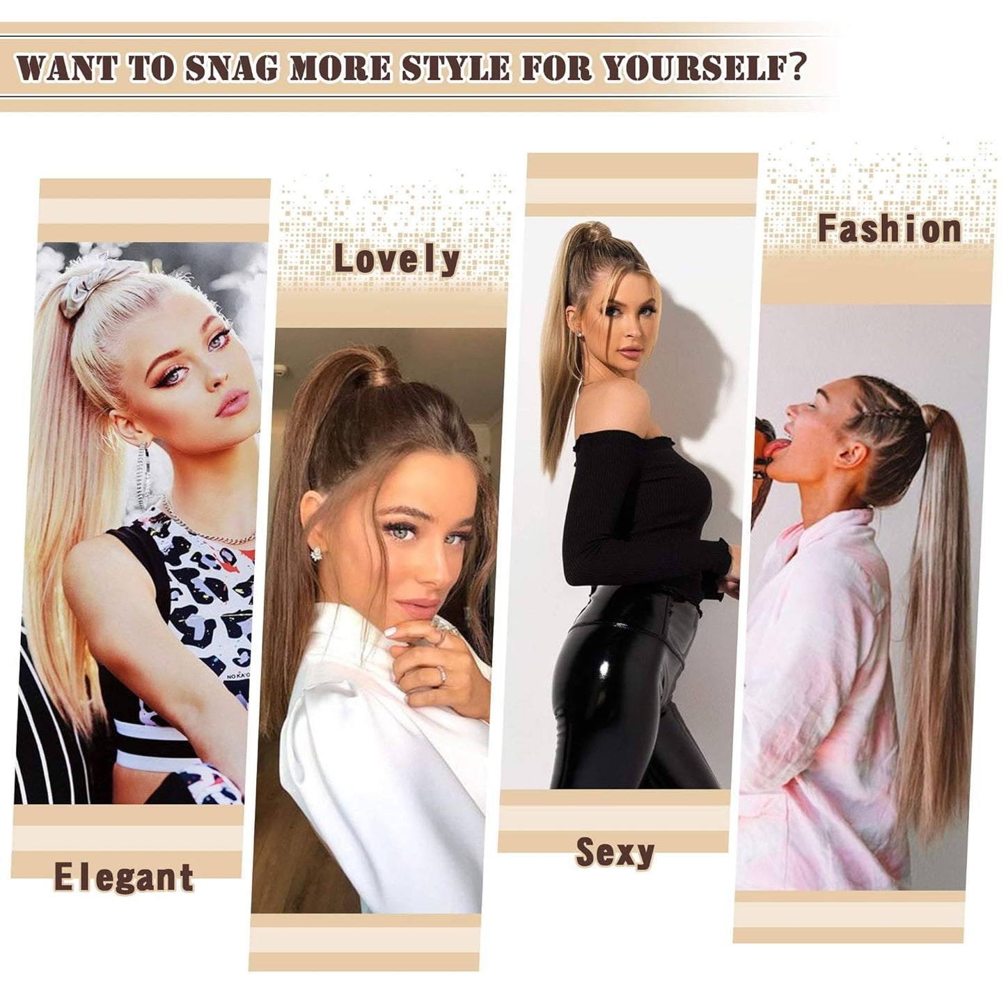 Dark Brown Straight Ponytail Extension - 28 Inch Clip-In Hairpiece for Women | Synthetic Wrap Around Style