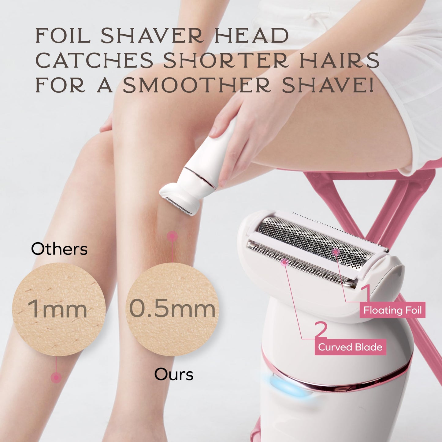 Bella Ciao 10-Piece Rechargeable Epilator Kit for Women, Wet Dry Hair Removal Device with Bikini Trimmer, Facial Brush, Callus Shaver, Foil Shaver, IPX6 Waterproof