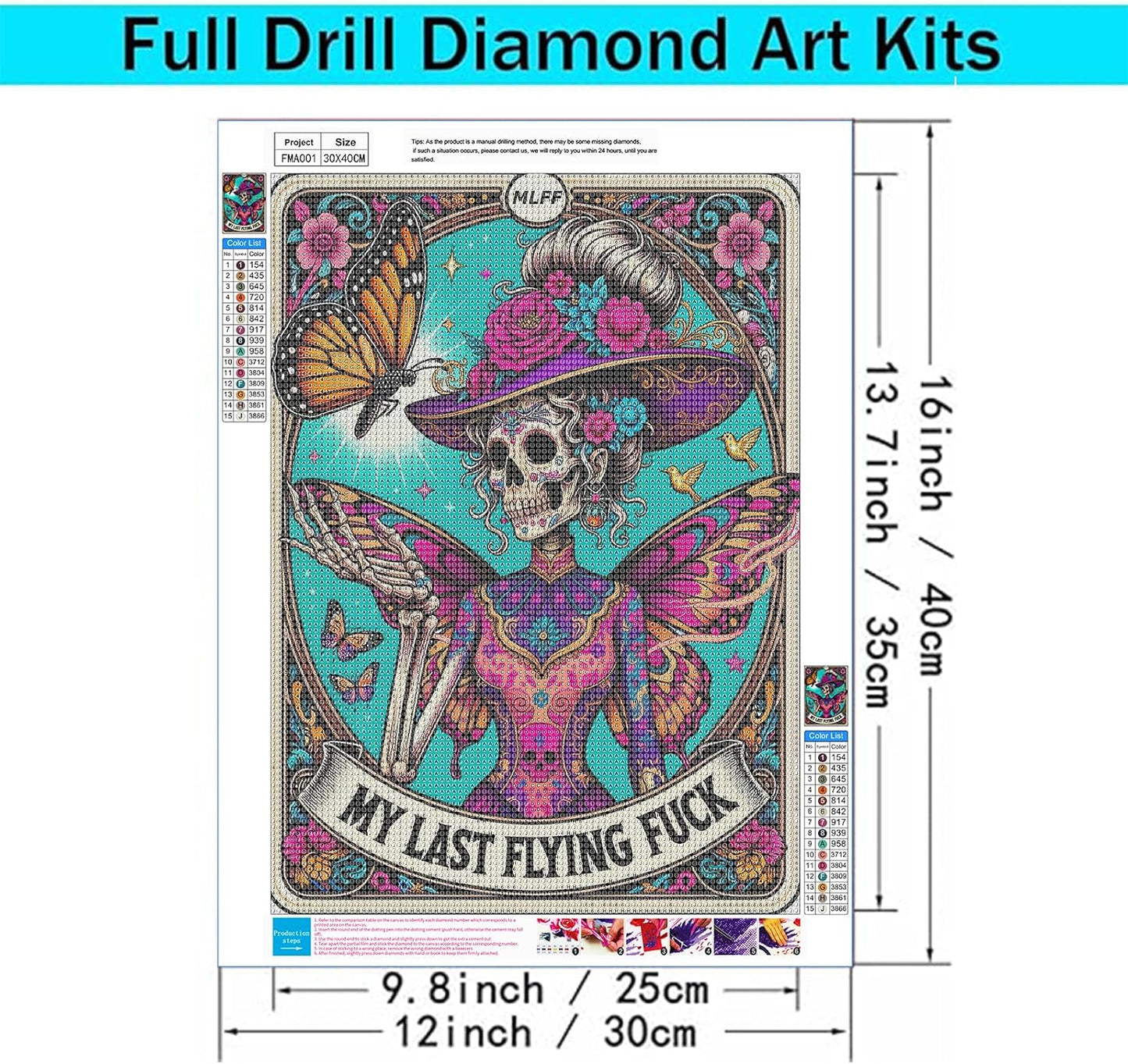 5D Diamond Painting Kits for Adults - Gothic DIY Craft Kit | Full Round Drill Dark Fantasy Art 12 x 16 Inch