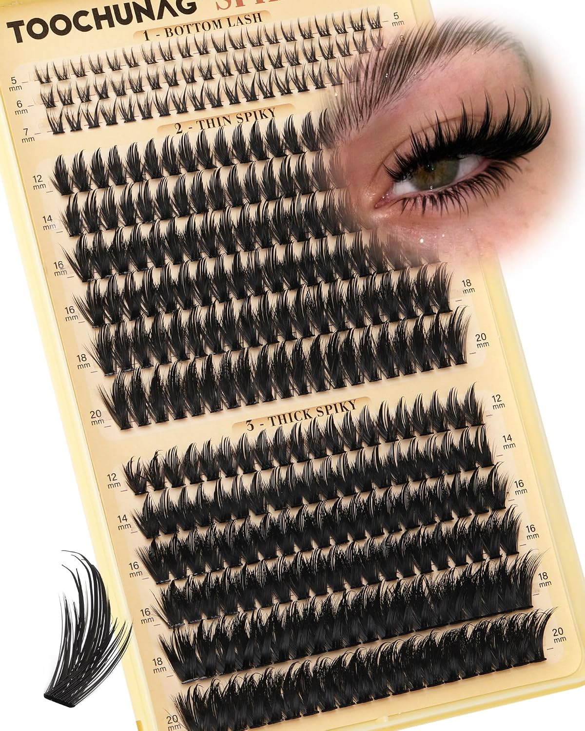 Spiky Manga Lash Clusters - 300pcs Anime Eyelash Extensions | 12-20mm Fairy Lashes for DIY Volume 80D/100D