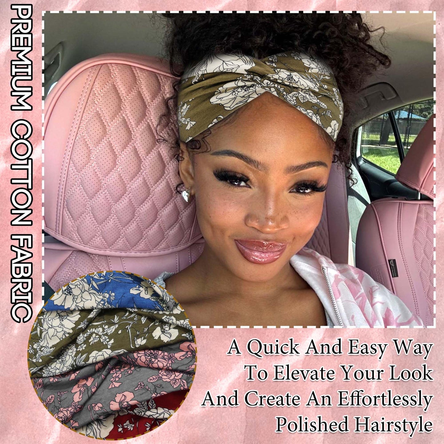 FARSYOD Boho Headbands For Women Wide Floral Hairbands Crisscross Stretchy Headwraps Fashion African Hair Turban Band for Girls Ladies NonSlip Workout Yoga Daily Life 4 Pack