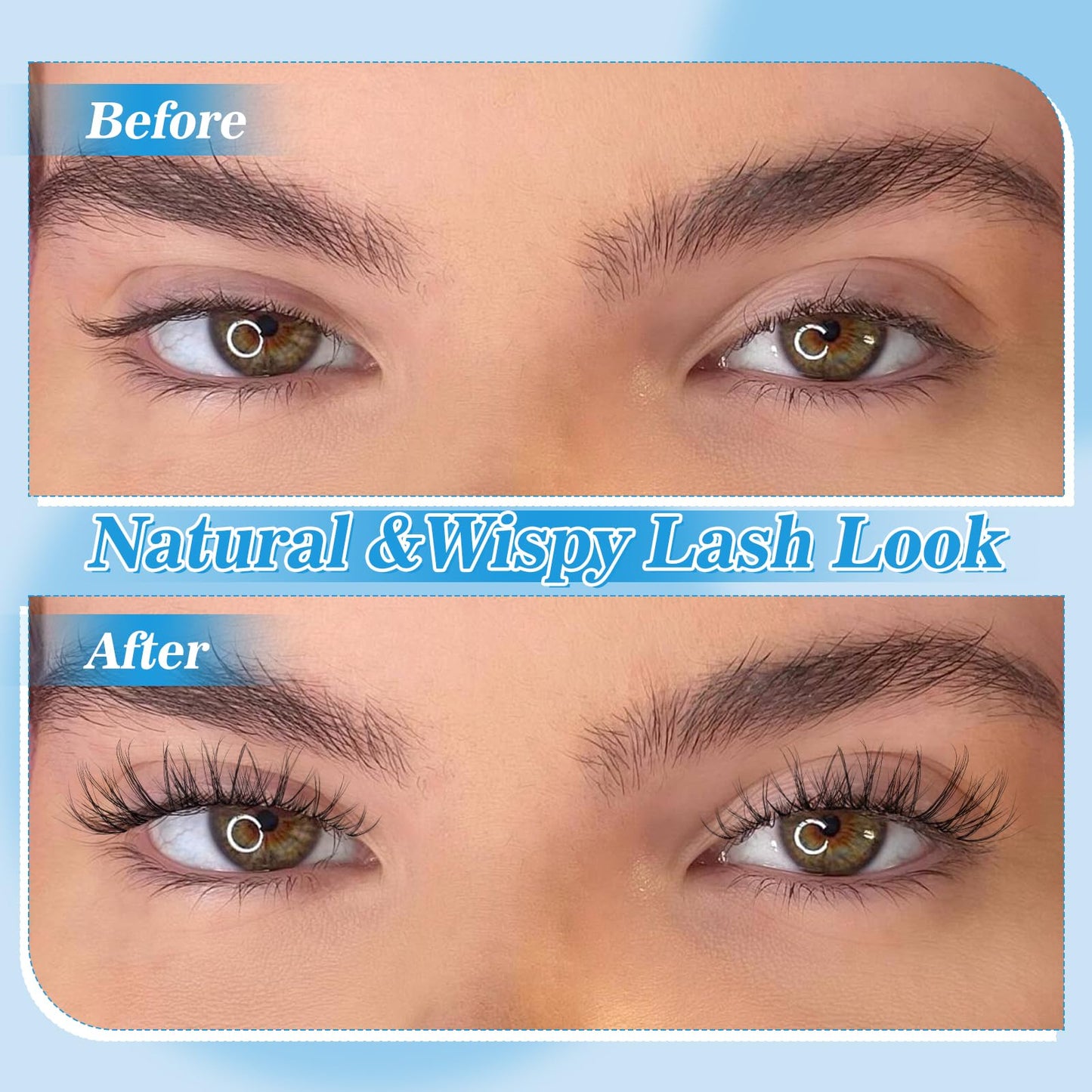 Spider Lash Clusters Kit Breeze D Curly Eyelash Clusters Natural Wispy Lash Extension Kit 8-16MM Fluffy Spider Cluster Eyelash Extensions Clear Thin Band with Lash Bond and Seal DIY Lash at Home