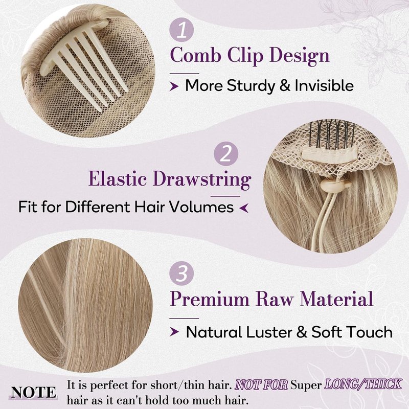 Blonde Straight Drawstring Ponytail Extension - 28 Inch Natural-Looking Soft Synthetic Hairpiece | Perfect for Daily Wear & Parties