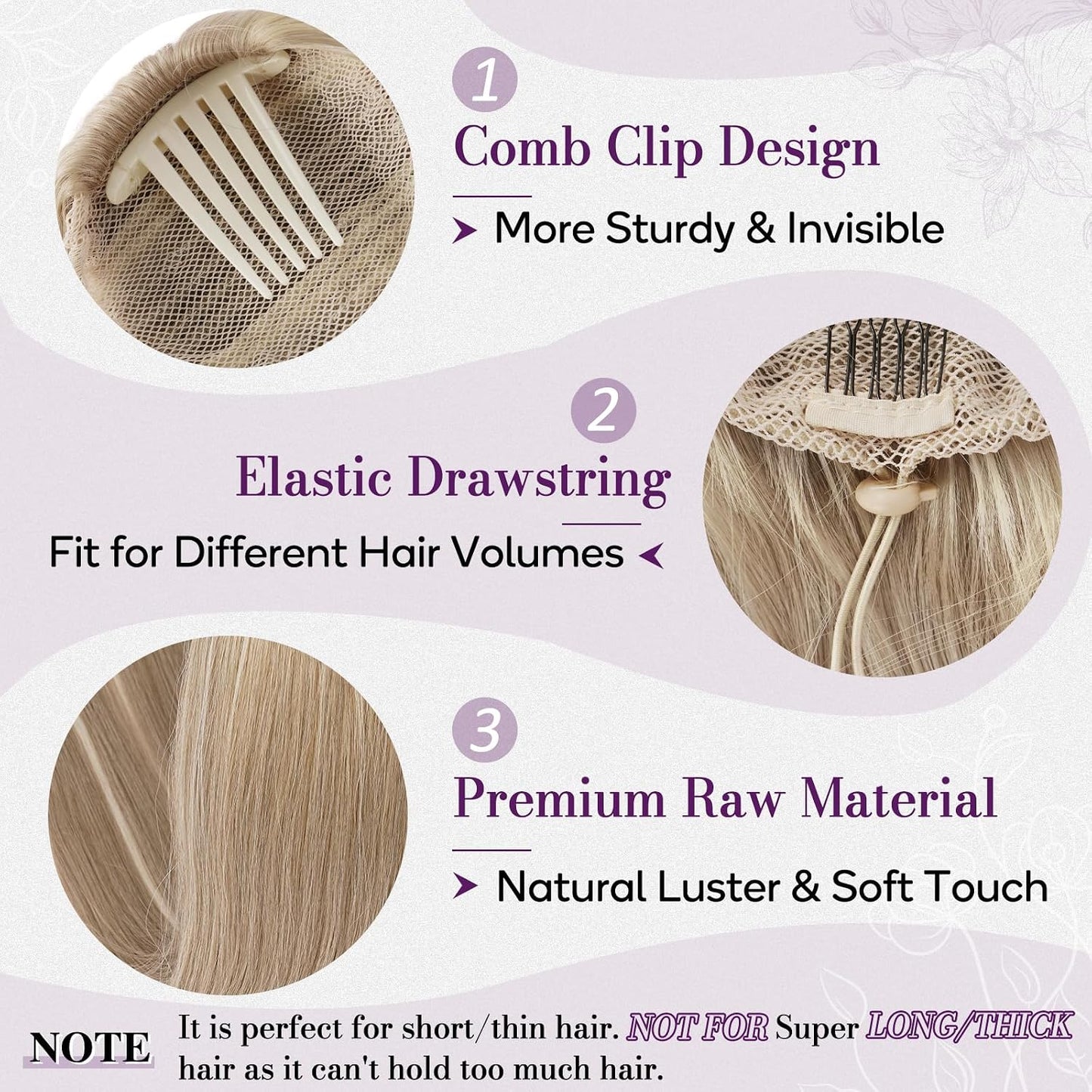Straight Blonde Ponytail Extension - 16 Inch Soft Synthetic Drawstring Hairpiece for Daily Wear & Cheer Competitions