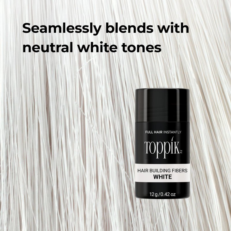 Toppik Hair Building Fibers, White, 55g Fill In Fine or Thinning Hair, Instantly Thicker, Fuller Looking, 9 Shades for Men & Women, Keratin Protein Formula