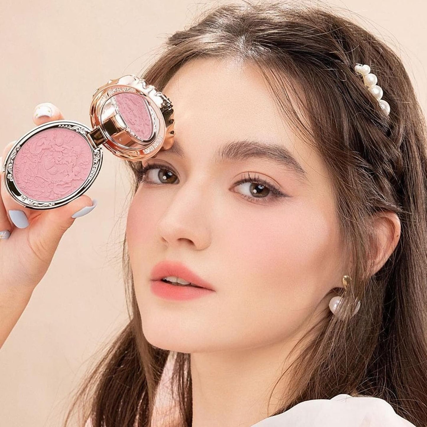 Flower Knows Strawberry Rococo Embossed Blush,Rose Pink Matte Powder Blush for Cheeks,Buildable & Blendable Face Makeup,Soft Long-Lasting Cute Make Up for Women & Girls,0.17 Oz(03 Classic Ballet)