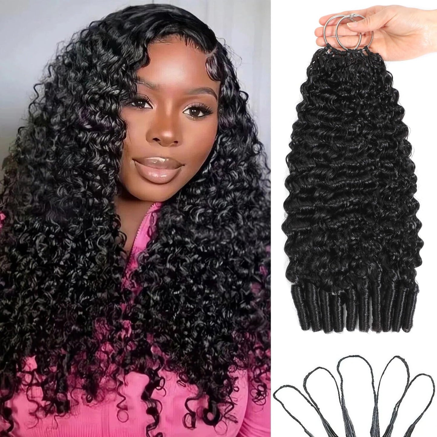 LADYBETU Burmese Curly Feather Crochet Human Hair Knotless Invisible 120g, Pre-Separated Lightweight Curly Crochet Hair 14 Inch, Reusable Miracle Knots Human Crochet Hair for Black Women