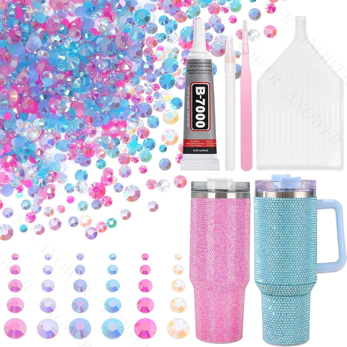 Mixed Light Color Resin Flatback Rhinestones - 16,000 Pcs for Crafting & DIY Projects | 2-6mm Gems for Makeup & Tumblers