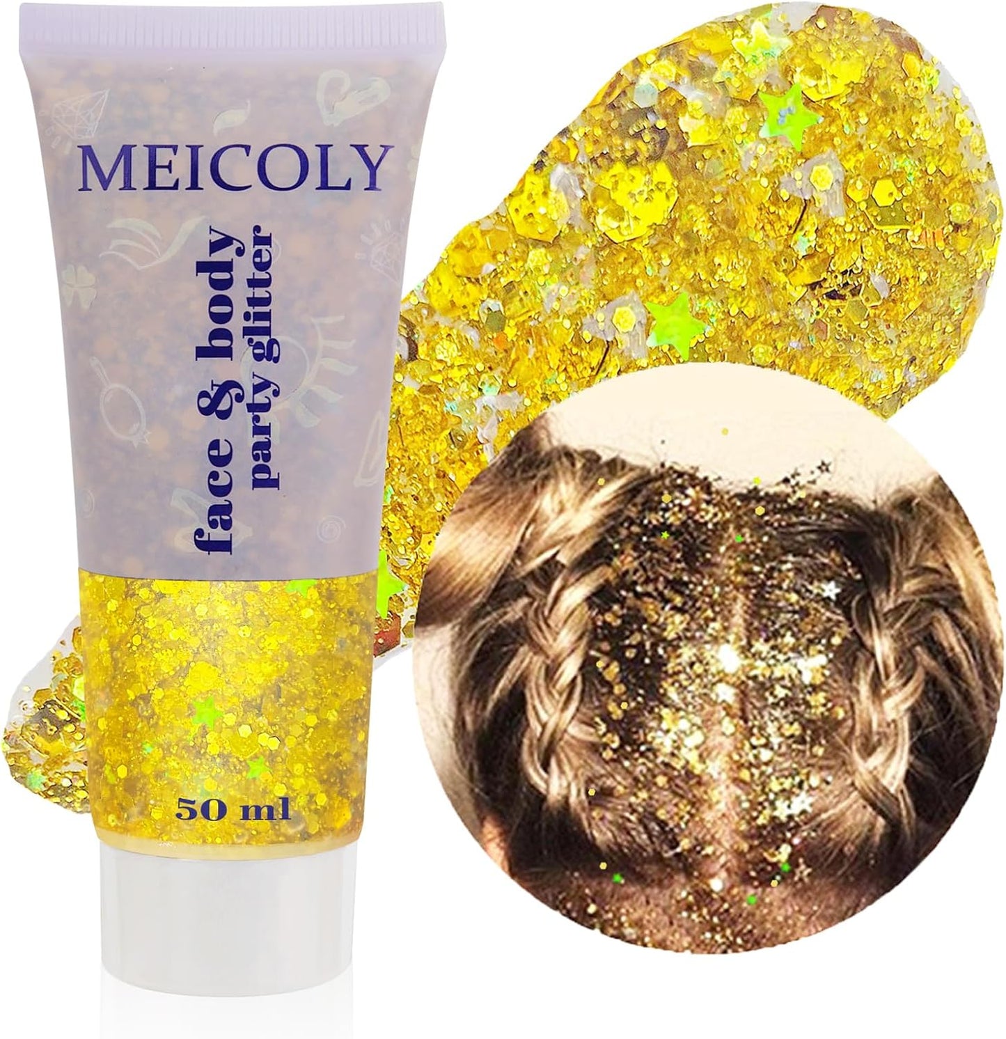 Pink Face & Body Glitter - Sparkly Hair & Makeup for Kids | Self-Adhesive Mermaid Glitter for Concerts & Halloween