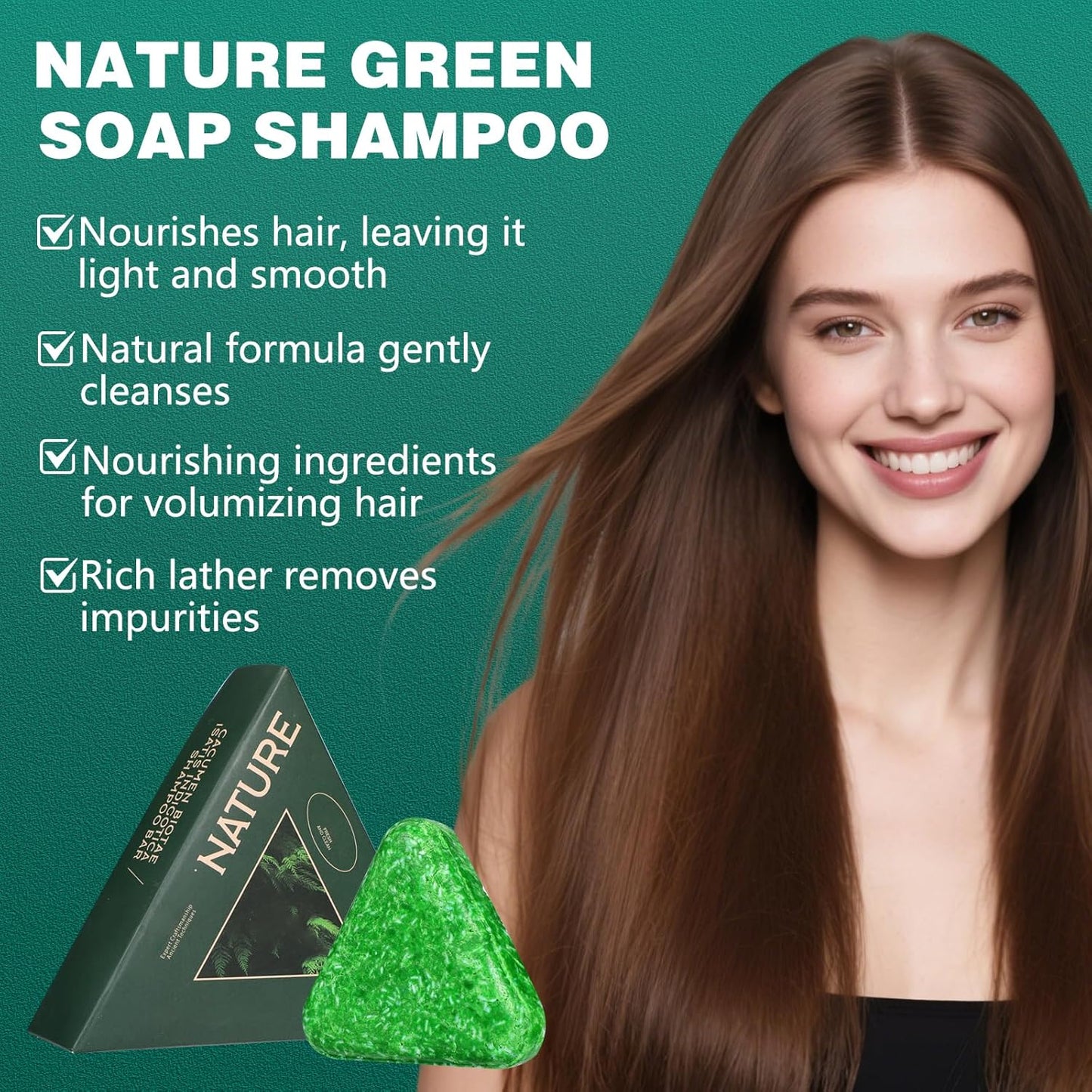 Nature Shampoo Bar - 2PC Green Soap with Grass Extract | Eco-Friendly Hair Care for All