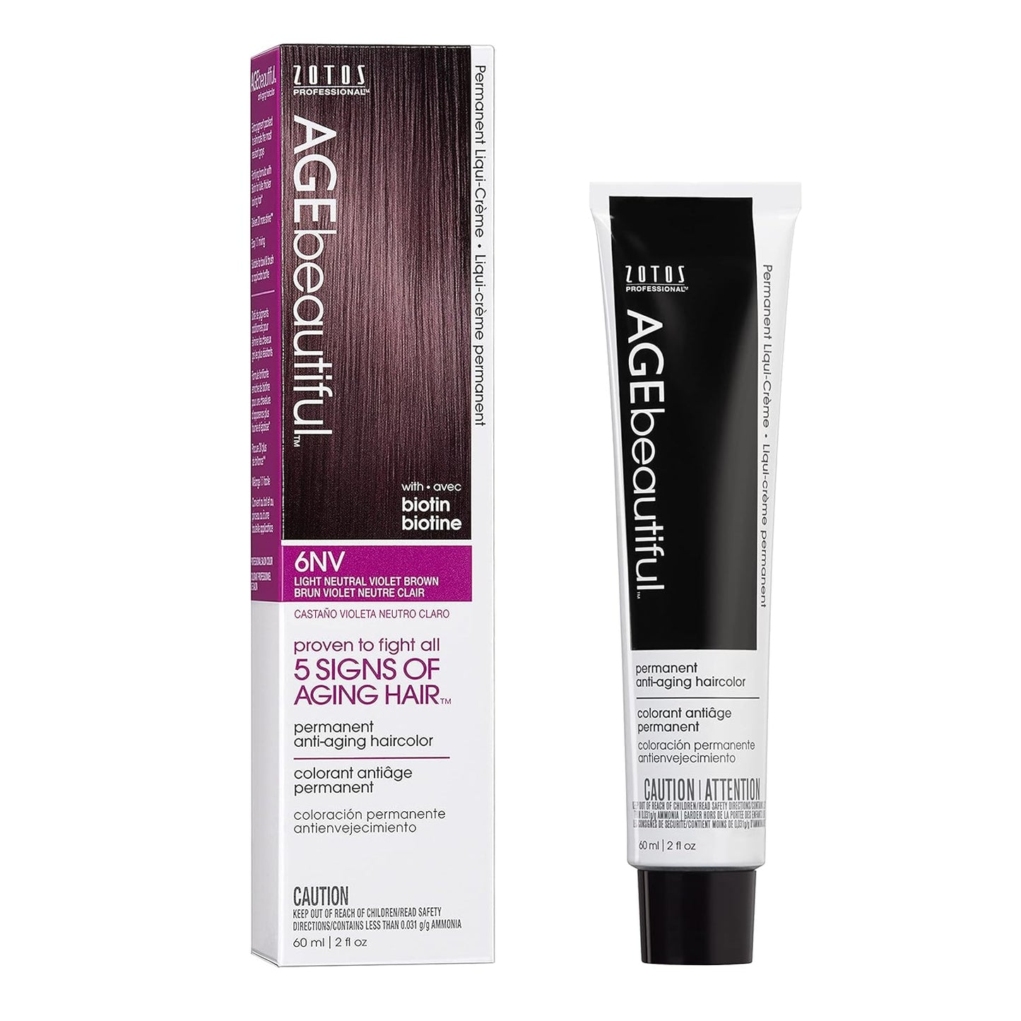 AGE Beautiful Permanent Hair Color Cream - 100% Gray Coverage Hair Dye with Biotin for Fuller, Thicker Hair | Professional Salon Quality