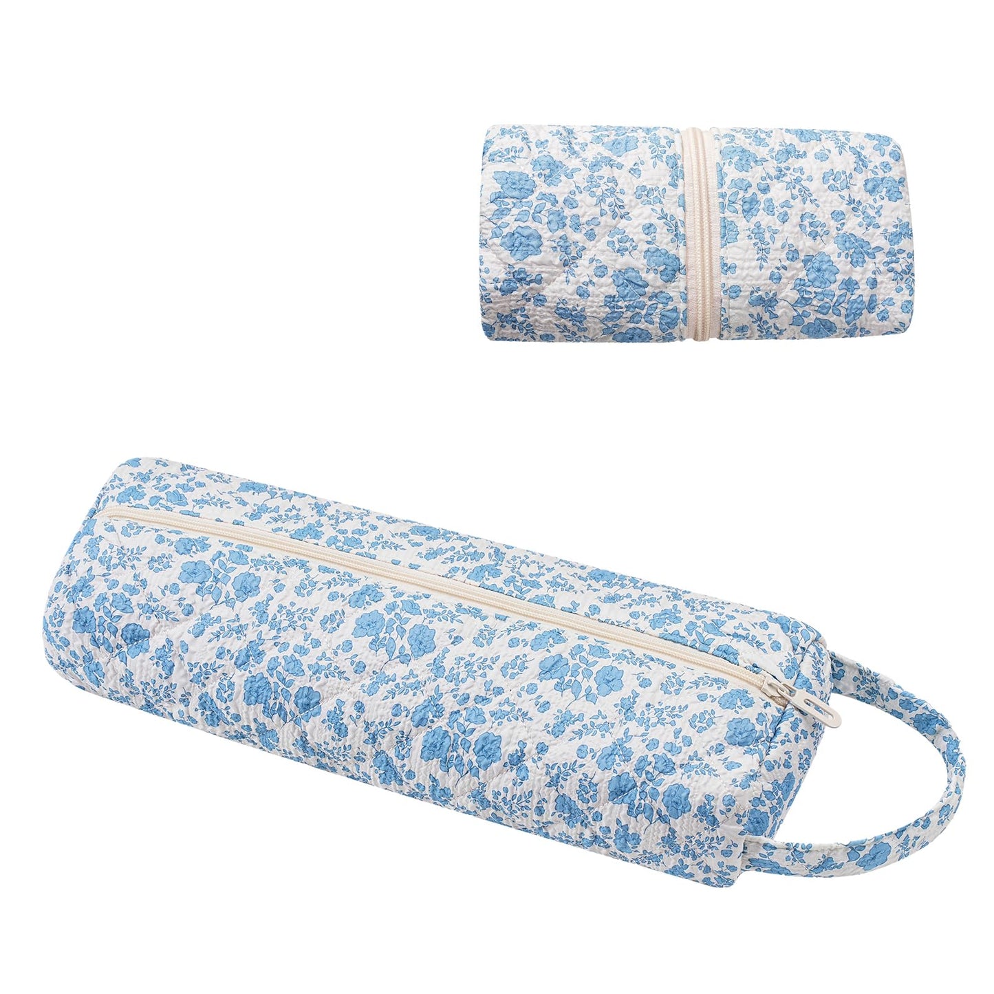 RSRSLEII Quilted Hair Tools Travel Bag，Hair Styling Accessories Storage Case for Shark FlexStyle, Dyson Airwrap Hair Dryer, Curling Iron, Revlon Hair Tools，Portable and foldable(06Blue Flower)