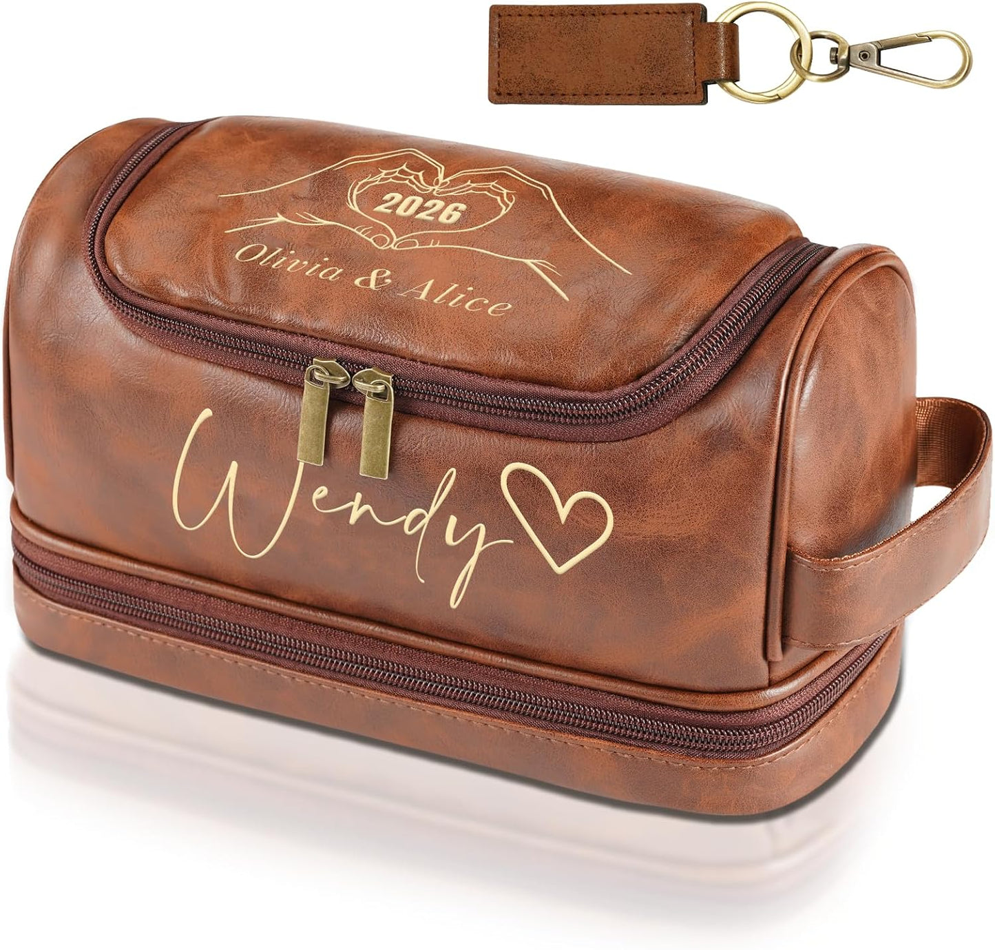 Personalized Toiletry Bag for Men - Custom Leather Shaving Bag | Engraved Travel Gift for Dad, Husband, Groomsmen, Son