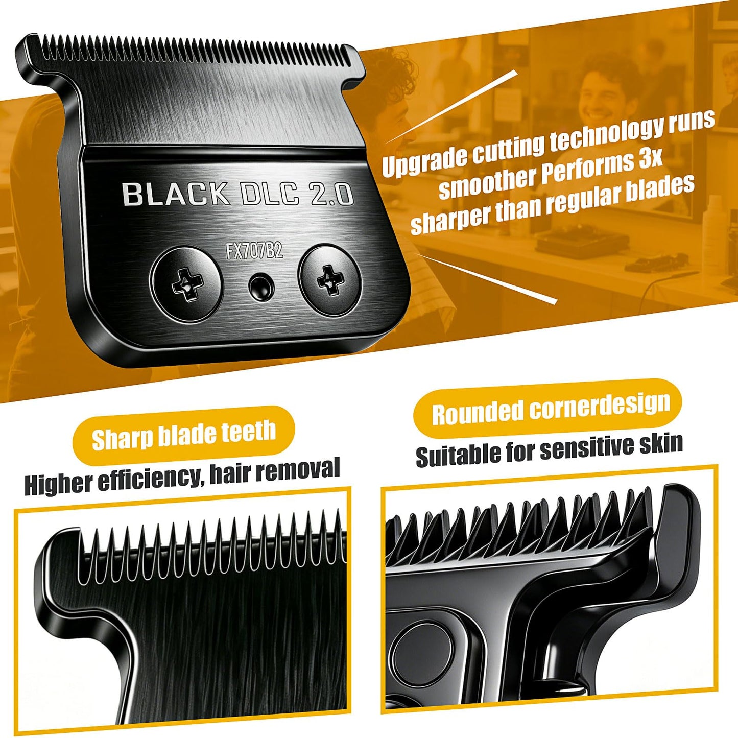 Replacement Blade for BaByliss PRO Hair Trimmers (FX787, FX799) and LoPROFX Trimmers (FX726, FX729) (Black/3PCS)