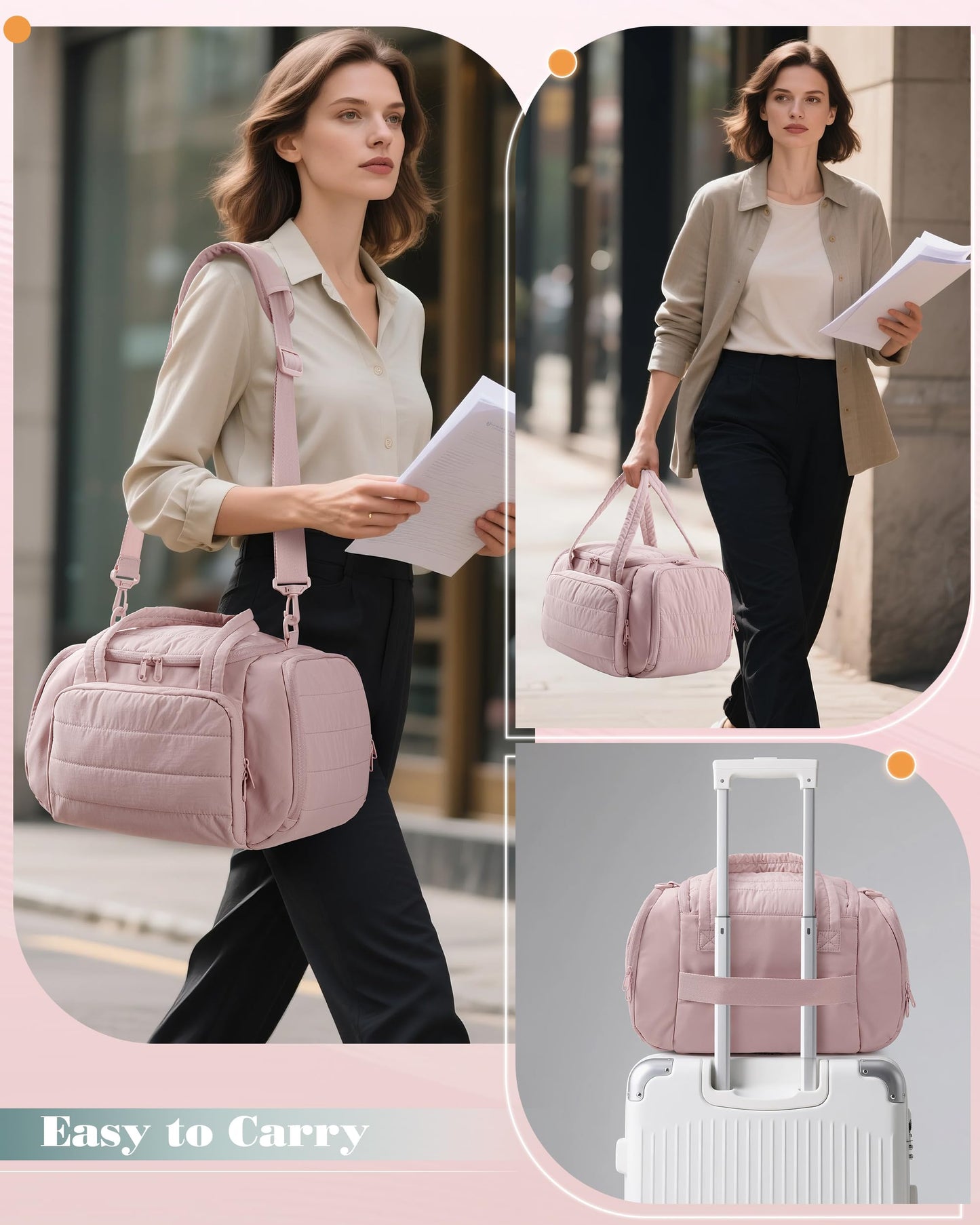 Marscamd Quilted Breast Pump Bag Compatible with Spectra S1 and S2, Pumping Bag with Cooler Compartment and a Drying Mat, Pink