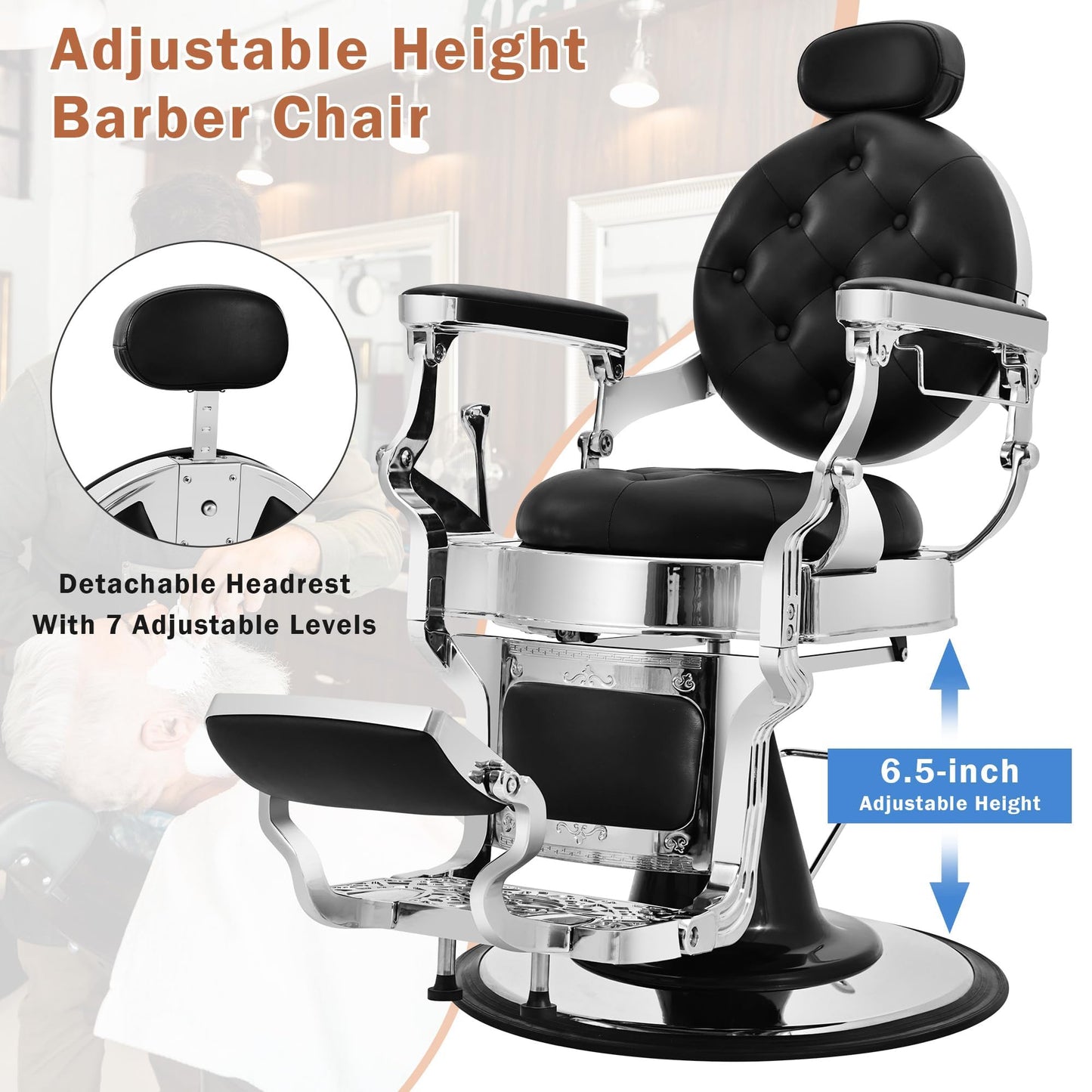 ROWIEP Barber Chair Salon Chairs for Hair Stylist, Heavy Duty Hydraulic Barber Chairs for Barbershop Home,360° Swivel Reclining Hairdresser Chair for Beauty Salon Spa Shampoo Styling