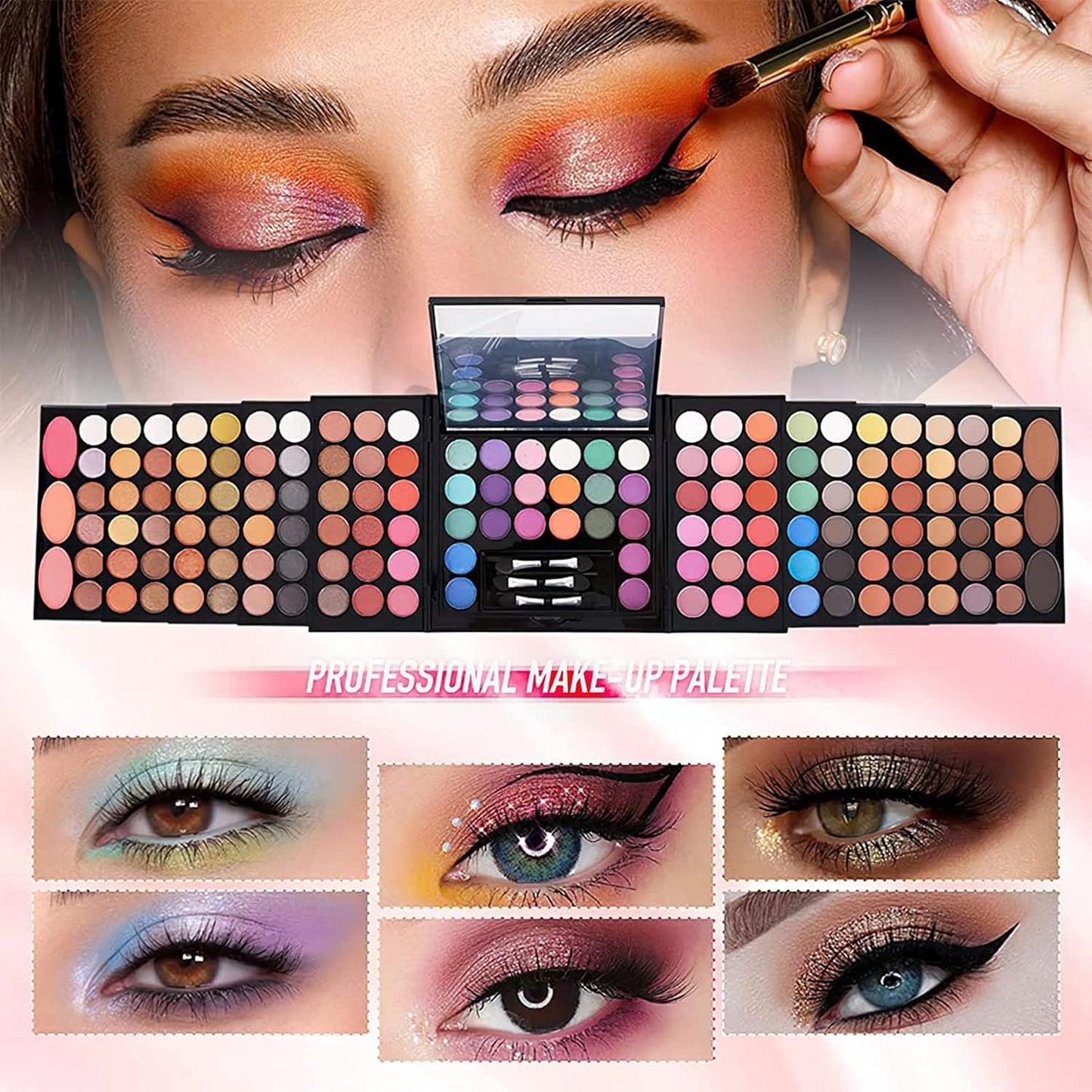 MISS ROSE Professional Makeup Palette - 148 Colors All-in-One Kit for Women | Includes Eyeshadow, Lipstick, Eyeliner, Concealer, Brushes (045 Set - Black)