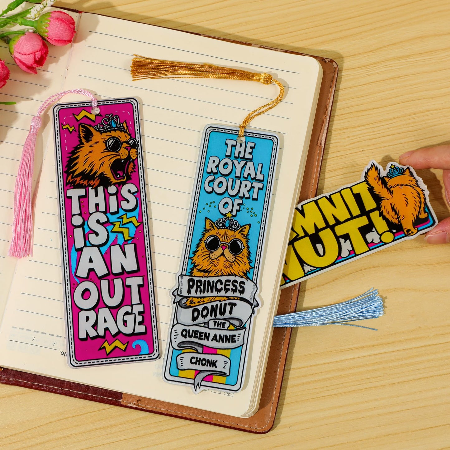 3Pcs Dungeon Crawler Carl Princess Donut Bookmarks, Funny Cat Page Markers, Gifts for DCC Fans & Book Lovers (3PCS-Cat)