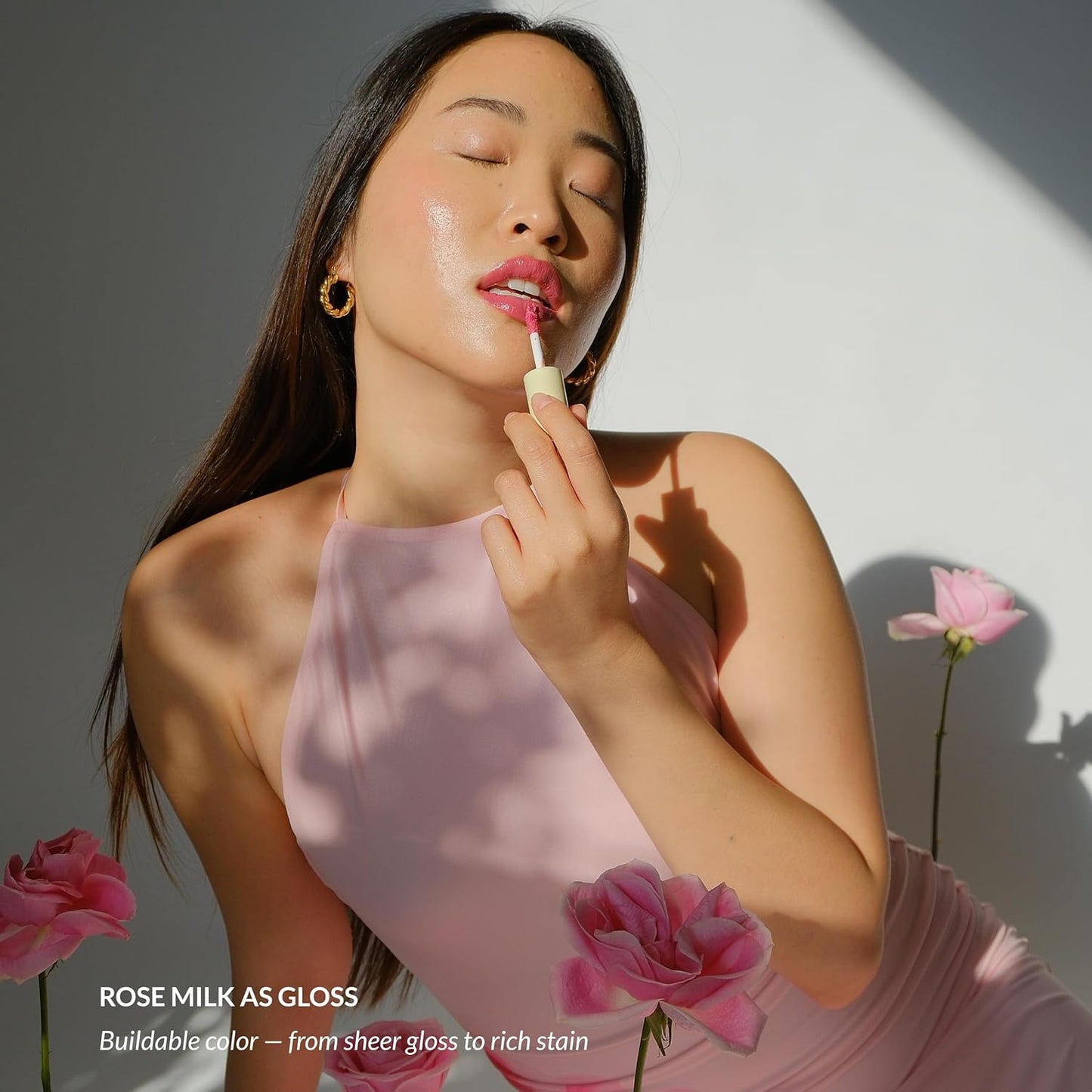 Hydrating Glossy Fruit Lip Stain - 2-in-1 Gloss & Long-Lasting Tint | Rose Milk, Lightweight Lip Makeup