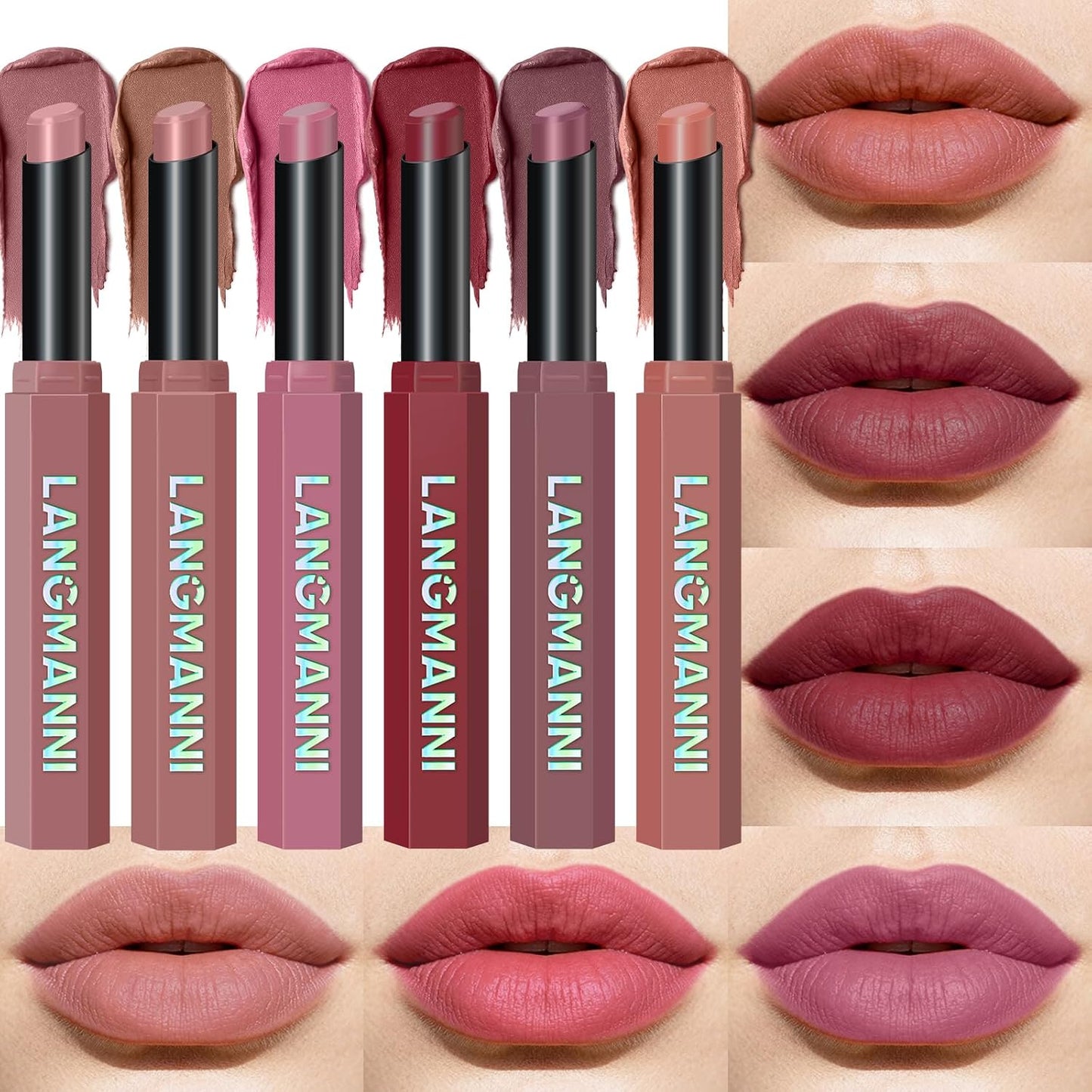 10Pcs Velvet Matte Lipstick Set - High Pigment, Long-Lasting, Waterproof | Soft Dark Nude Shades for Women