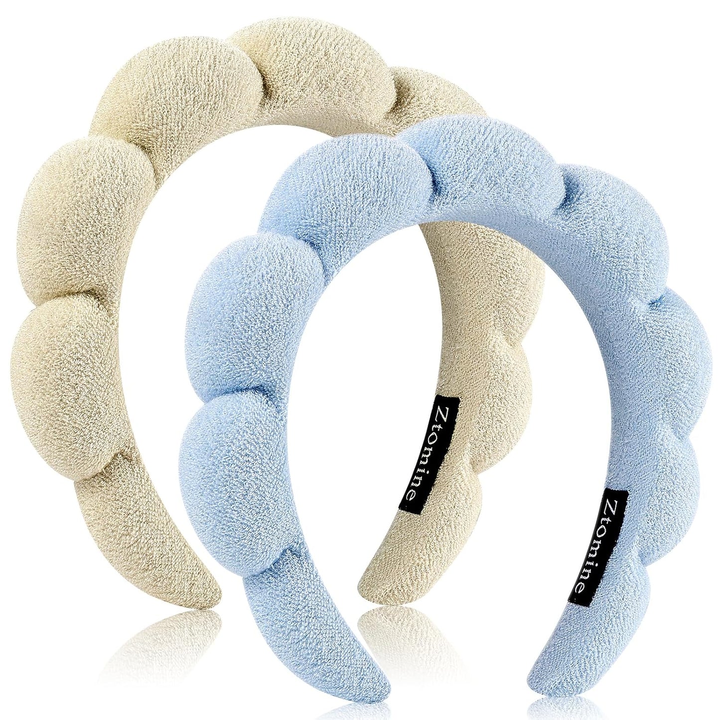 Spa Headbands for Face Washing | Soft Cotton Terry Cloth Set of 2 - Pink & Blue