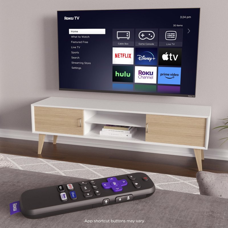 Roku TV Remote Control (Official Manufacturer Product) - Simple Setup, & Pre-Set App Shortcuts - Replacement Remote Compatible with RokuTV Models ONLY (Not Roku Players)