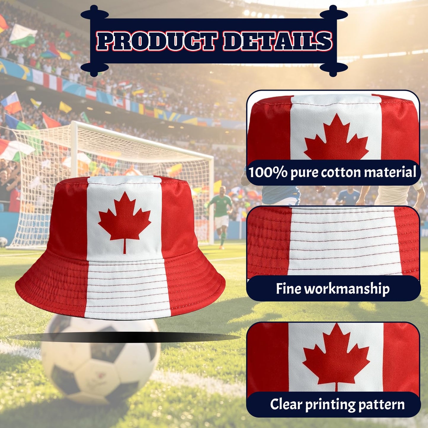 Bucket Hat with National Flag Hat Merchandise for Soccer Fans Gifts