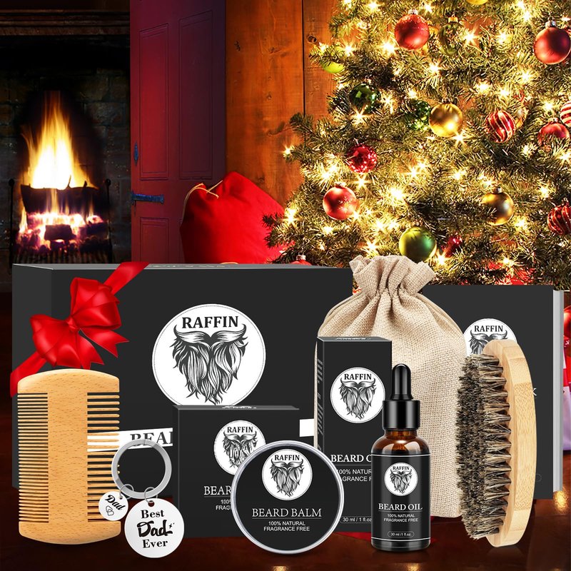 Dad Gifts - Beard Kit with Beard Oil, Balm, Brush, Comb & Bonus Keychain, Men's Self-care Set & Constant Keepsake, Fathers Day & Birthday Gift for Daddy/Papa, Dad Day Gifts from Kids Daughter Son