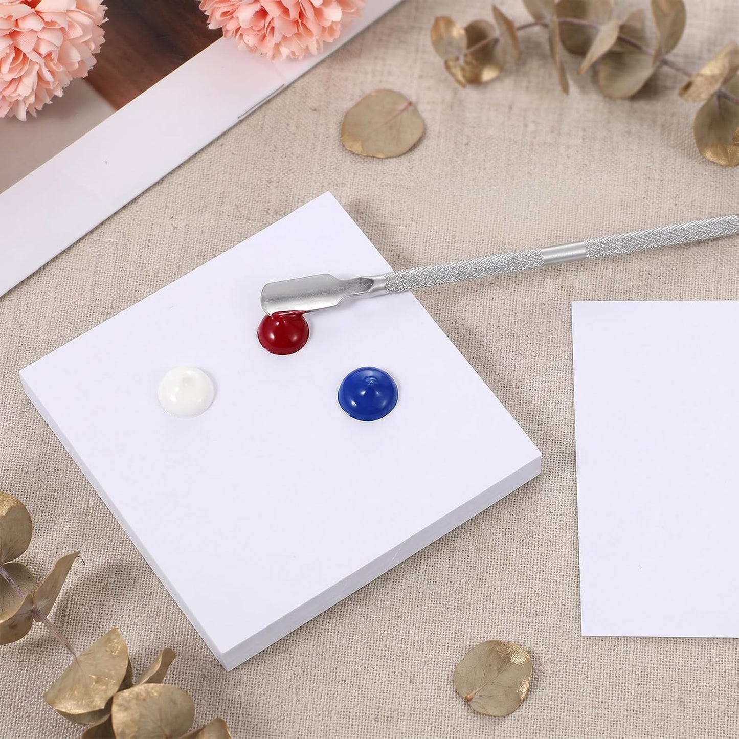 Disposable Nail Polish Palette - 50 Sheets Waterproof Nail Art Paper with Stirring Rod | Portable Gel & Makeup Use