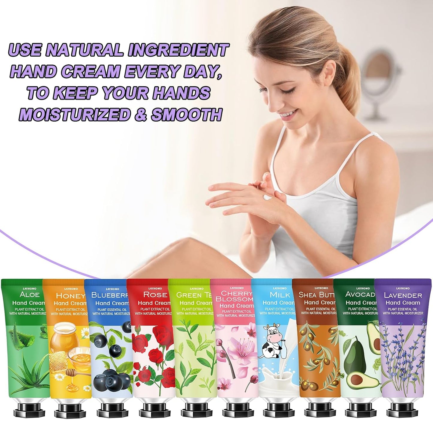Hand Cream Gift Set - 38 Pack Natural Plant Fragrance | Travel Size Mini Lotion for Dry, Cracked Hands - Perfect for Mother's Day, Nurses Week & Bridesmaids