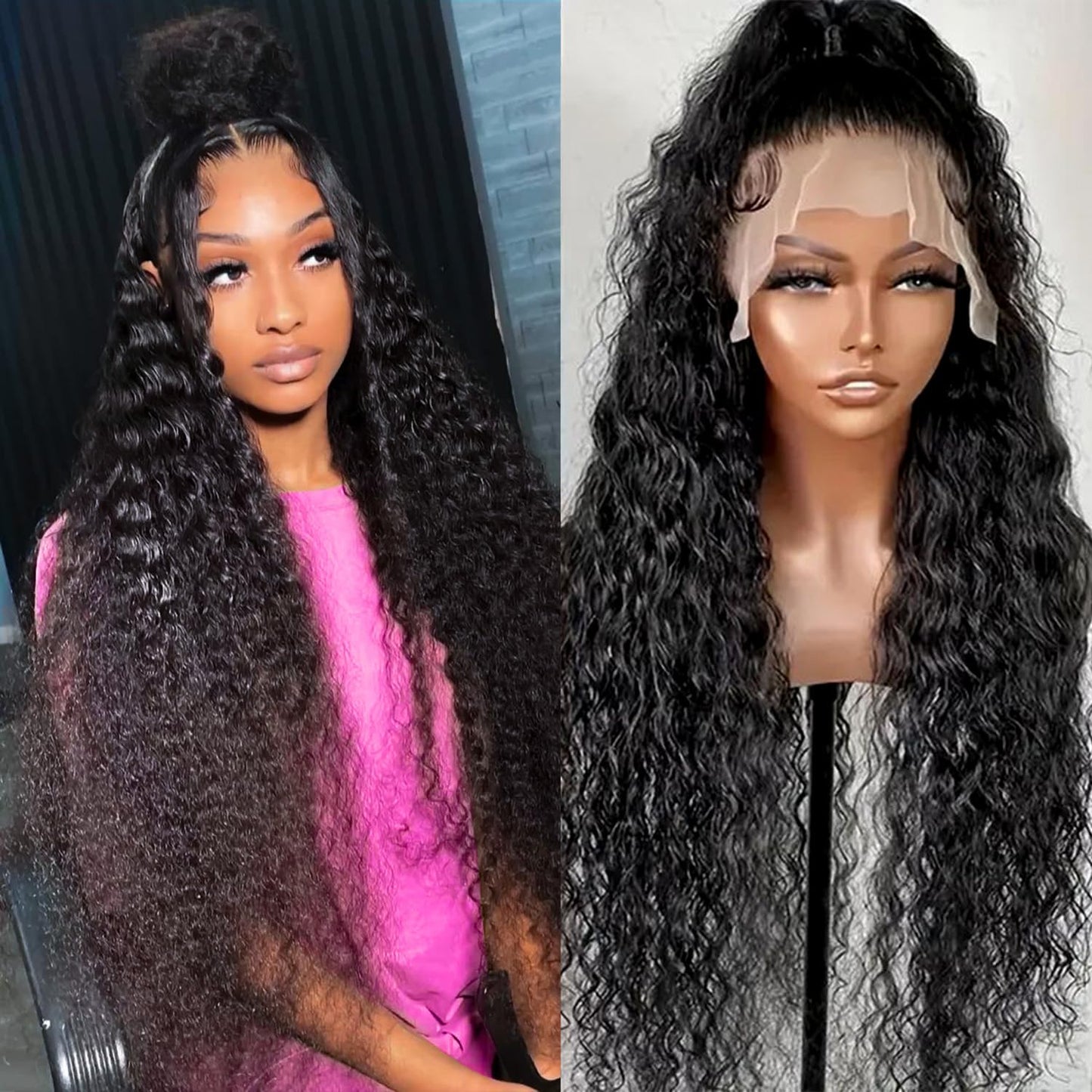 360 Glueless Human Hair Wigs - 20 Inch Pre-Plucked Water Wave with Drawstring | 200 Density HD Full Lace