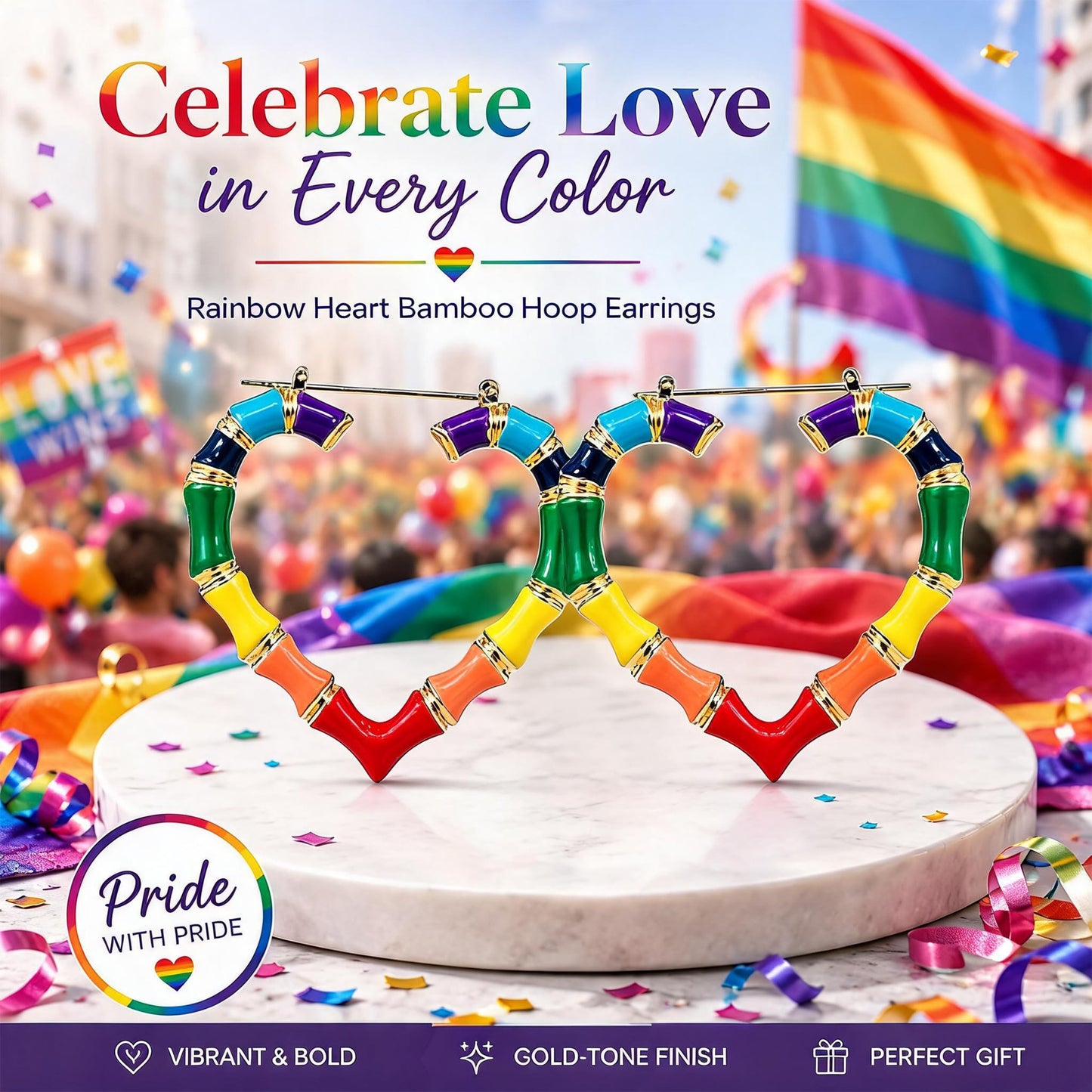 Pride Earrings Outfits for Women Colorful Rainbow Earrings Enamel Gay Lesbian Lgbt Bamboo Hoop Earring Pride Accessories Shirts for Women Rainbow Outfit Jewelry Gifts