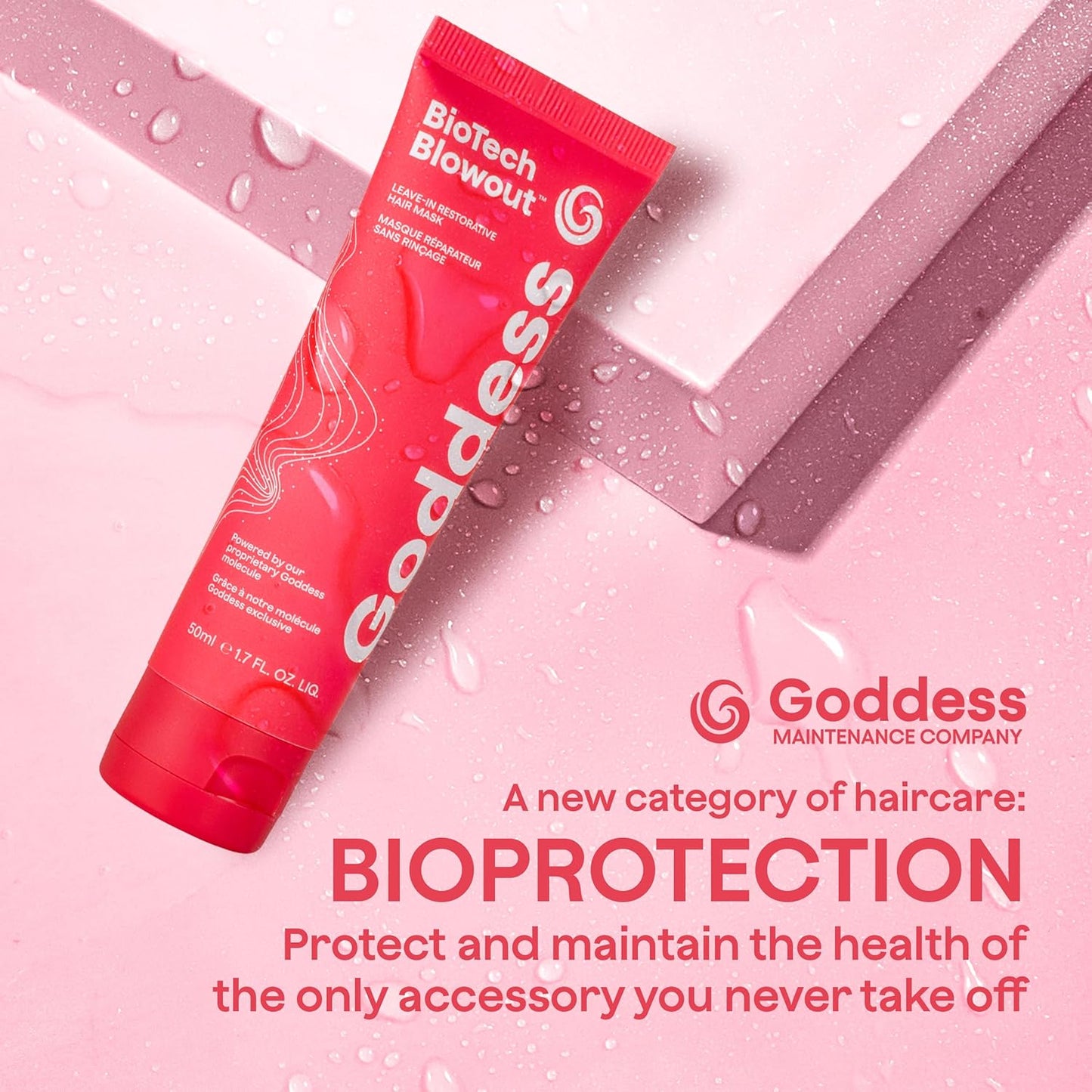 Goddess Maintenance Biotech Blowout Leave-In Hair Mask - Heat Protectant & Frizz Control, 1.7 Fl Oz | For Damaged Hair